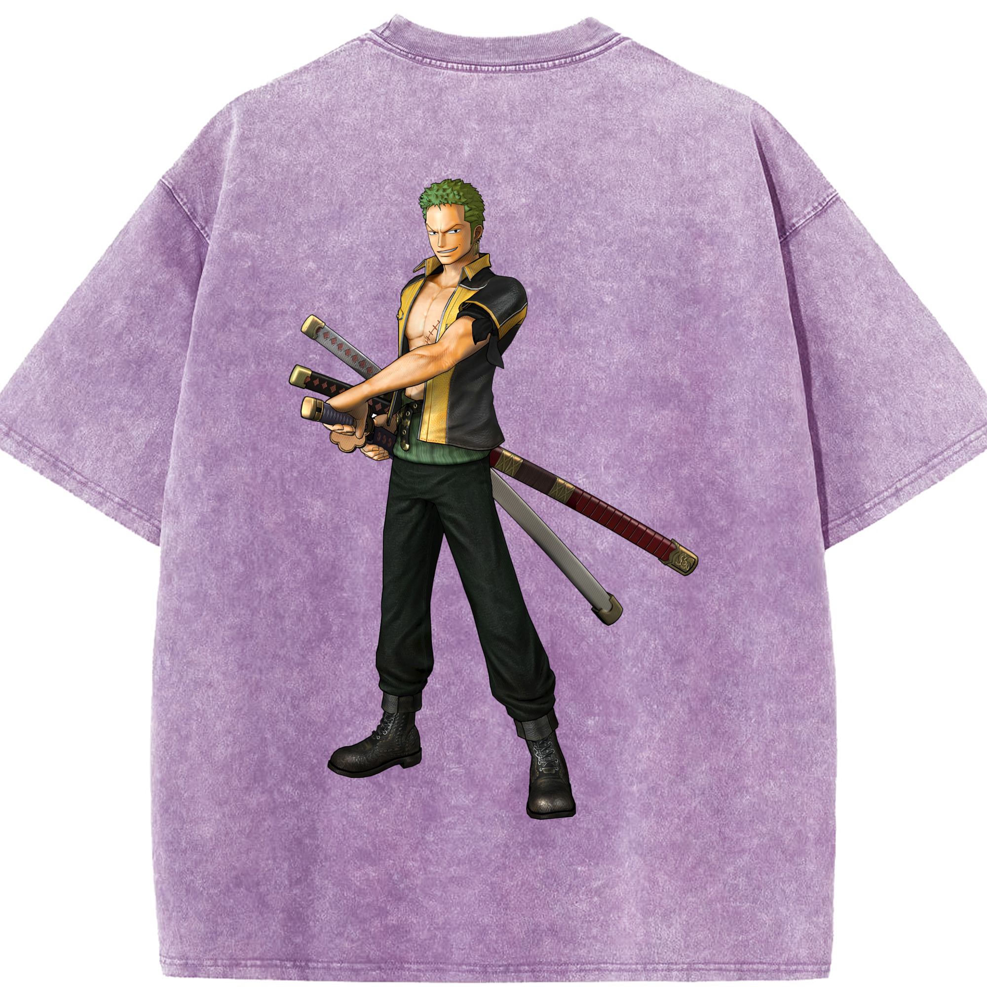 ワンピース ロロノア・ゾロ ONE PIECE Roronoa Zoro 綿100% ヴィンテージ風 半袖Tシャツ（背面プリント）