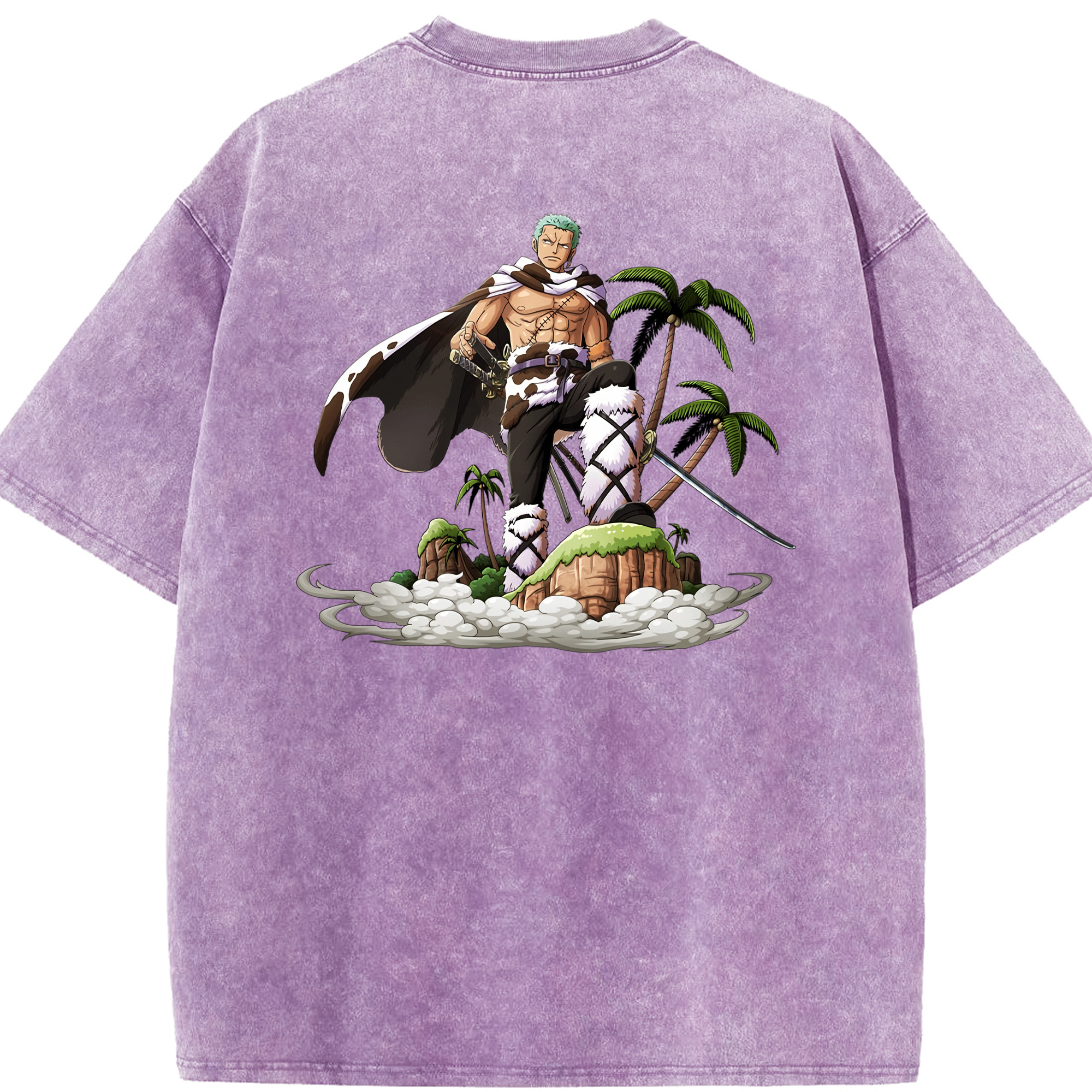 ワンピース ロロノア・ゾロ ONE PIECE Roronoa Zoro 綿100% ヴィンテージ風 半袖Tシャツ（背面プリント）