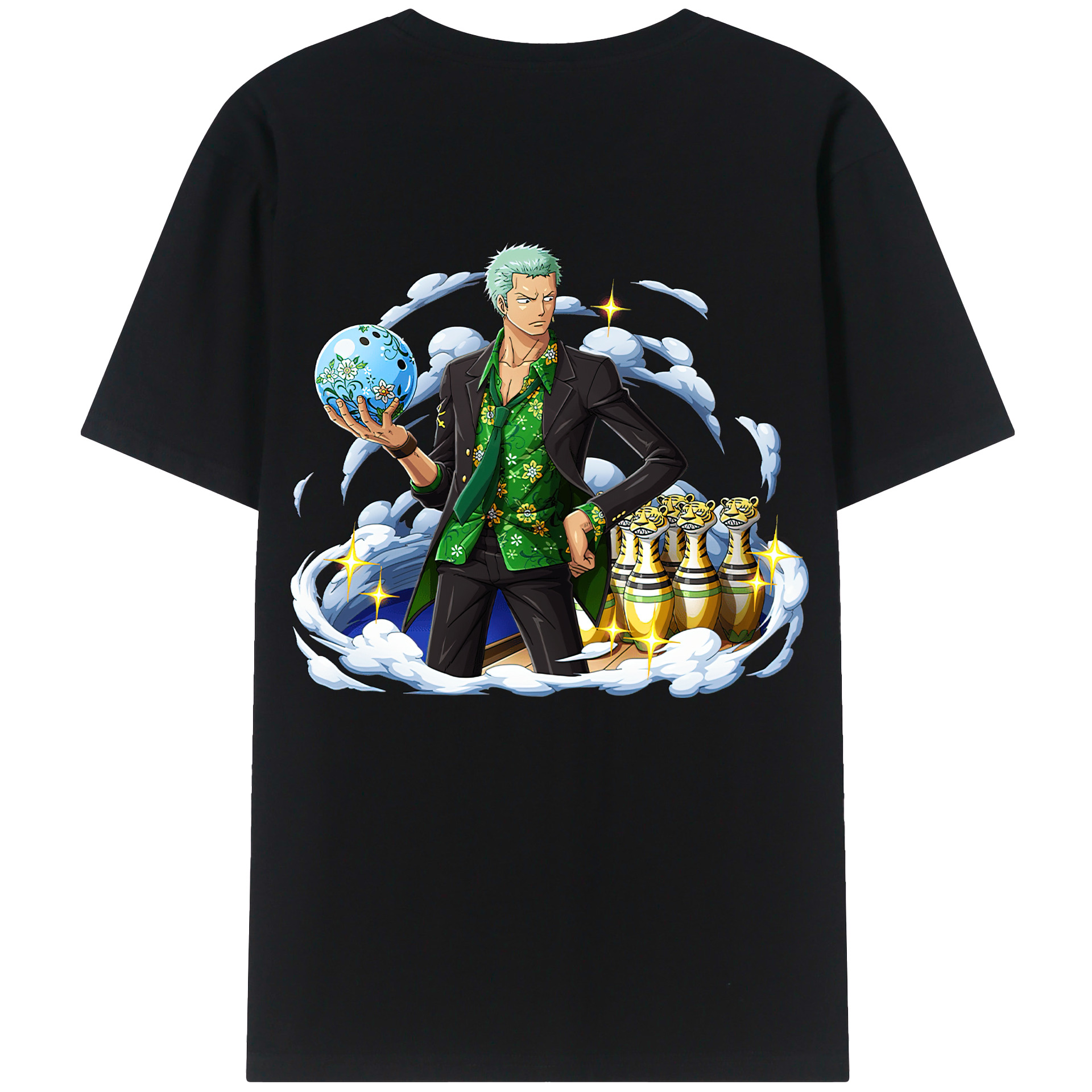 ワンピース ロロノア・ゾロ ONE PIECE Roronoa Zoro 綿100％ メンズ半袖Tシャツ（バックプリント） 通気性