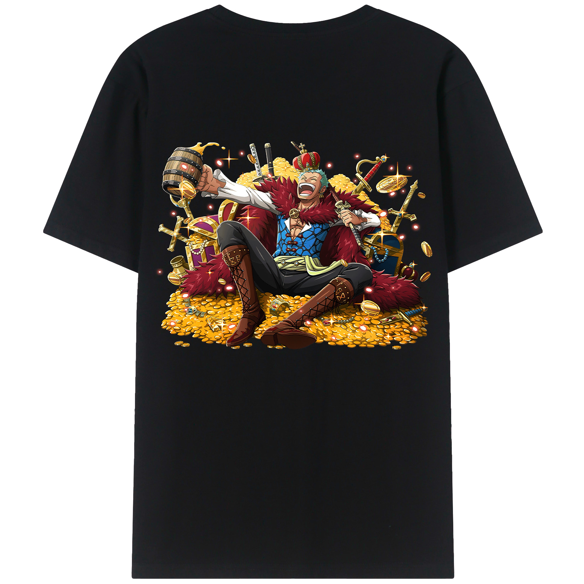 ワンピース ロロノア・ゾロ ONE PIECE Roronoa Zoro 綿100％ メンズ半袖Tシャツ（バックプリント） 通気性