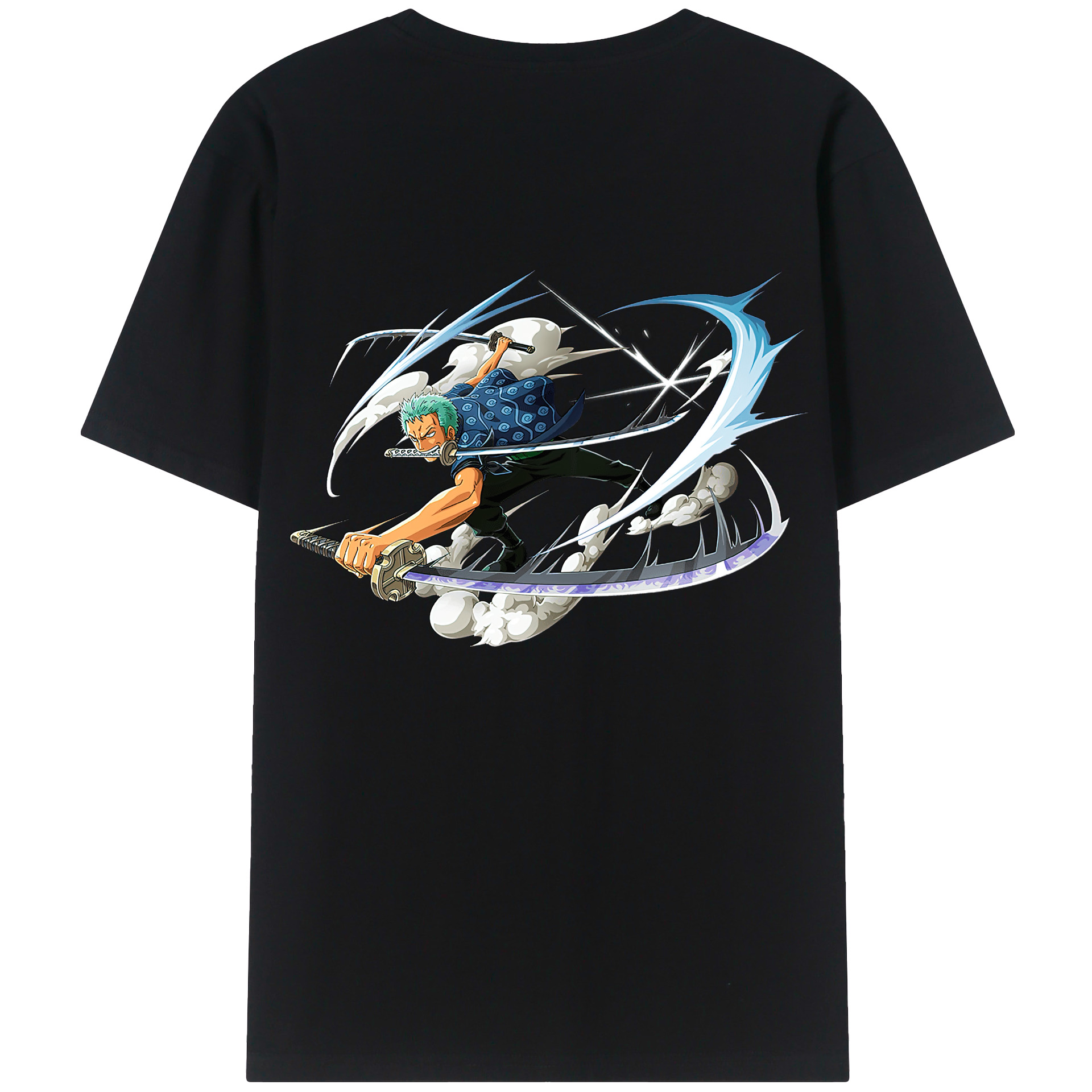 ワンピース ロロノア・ゾロ ONE PIECE Roronoa Zoro 綿100％ メンズ半袖Tシャツ（バックプリント） 通気性
