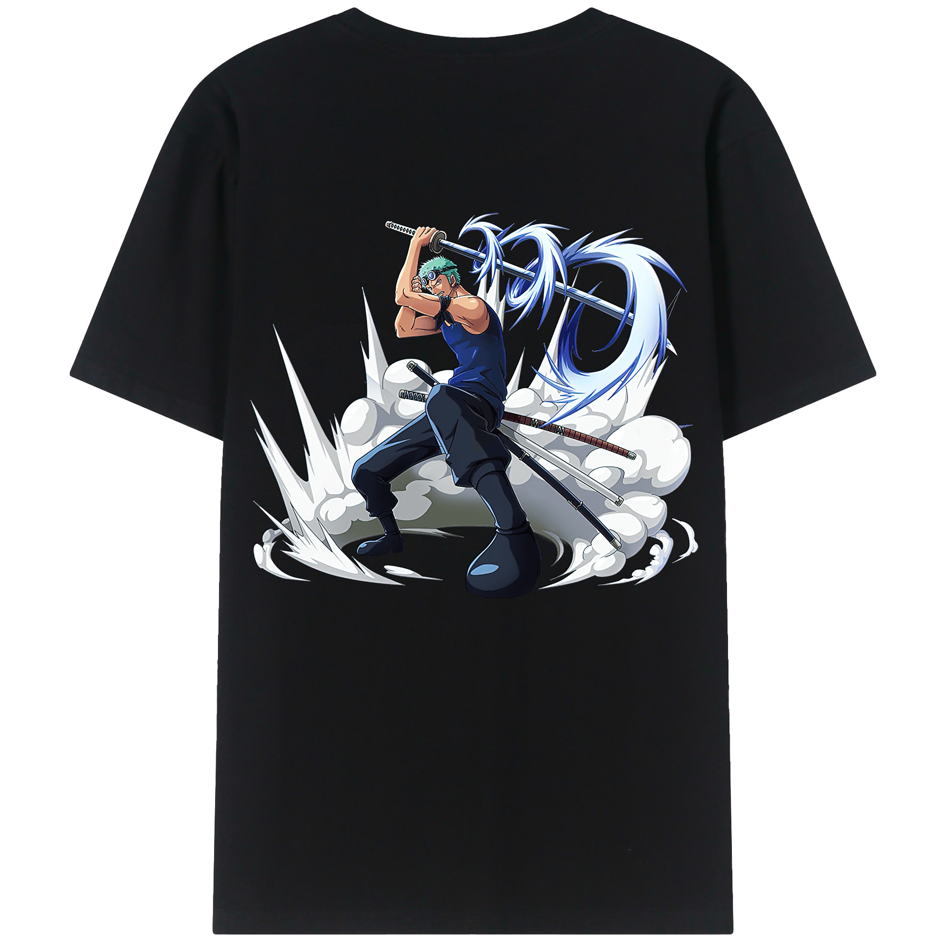 ワンピース ロロノア・ゾロ ONE PIECE Roronoa Zoro 綿100％ メンズ半袖Tシャツ（バックプリント） 通気性