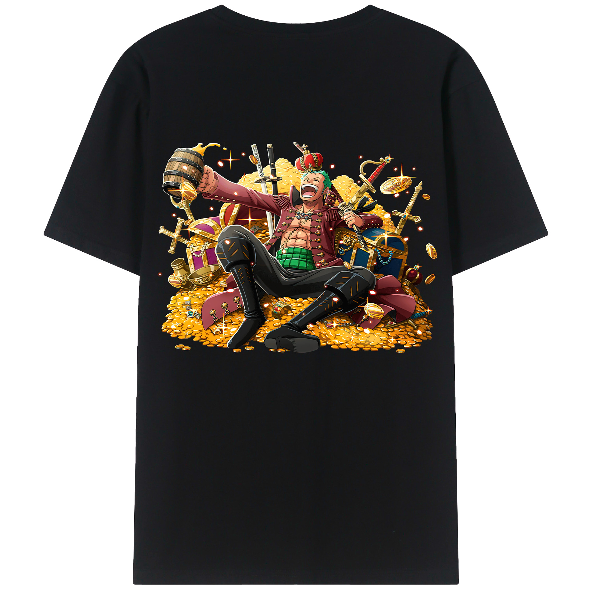 ワンピース ロロノア・ゾロ ONE PIECE Roronoa Zoro 綿100％ メンズ半袖Tシャツ（バックプリント） 通気性