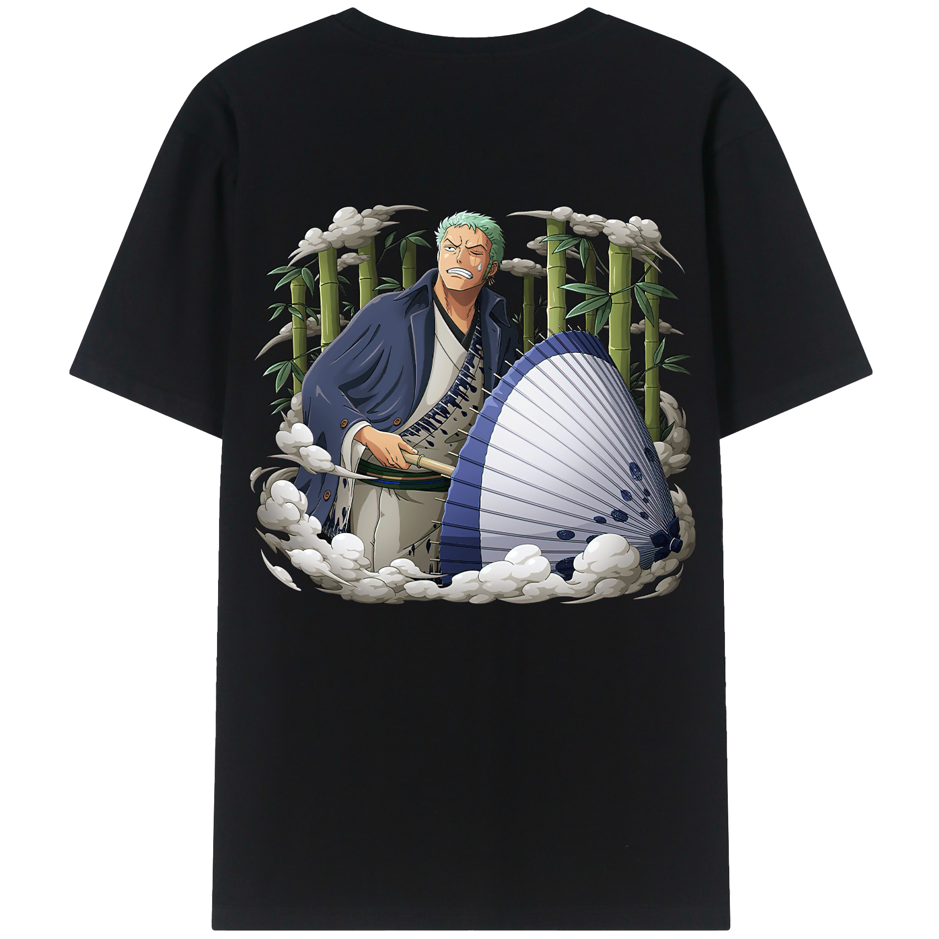 ワンピース ロロノア・ゾロ ONE PIECE Roronoa Zoro 綿100％ メンズ半袖Tシャツ（バックプリント） 通気性
