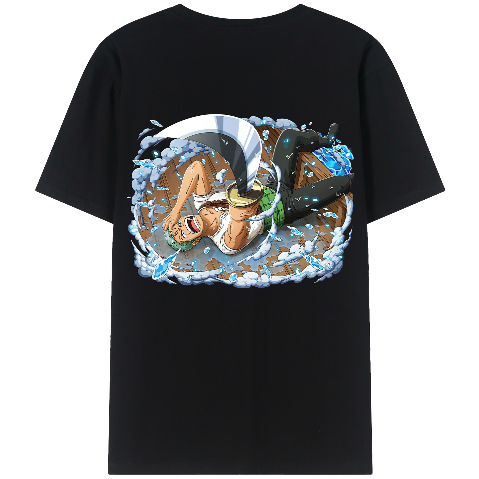 ワンピース ロロノア・ゾロ ONE PIECE Roronoa Zoro 綿100％ メンズ半袖Tシャツ（バックプリント） 通気性