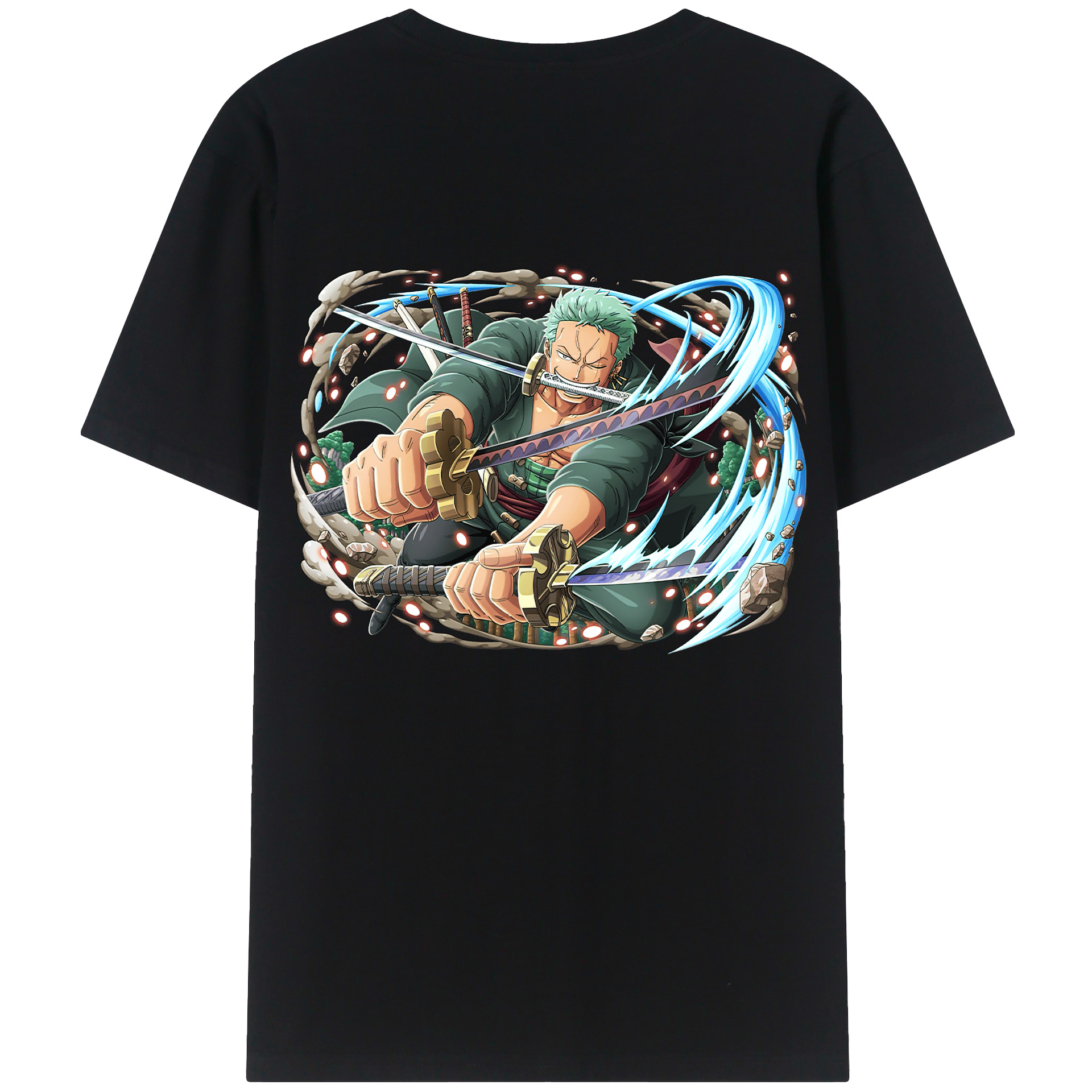 ワンピース ロロノア・ゾロ ONE PIECE Roronoa Zoro 綿100％ メンズ半袖Tシャツ（バックプリント） 通気性