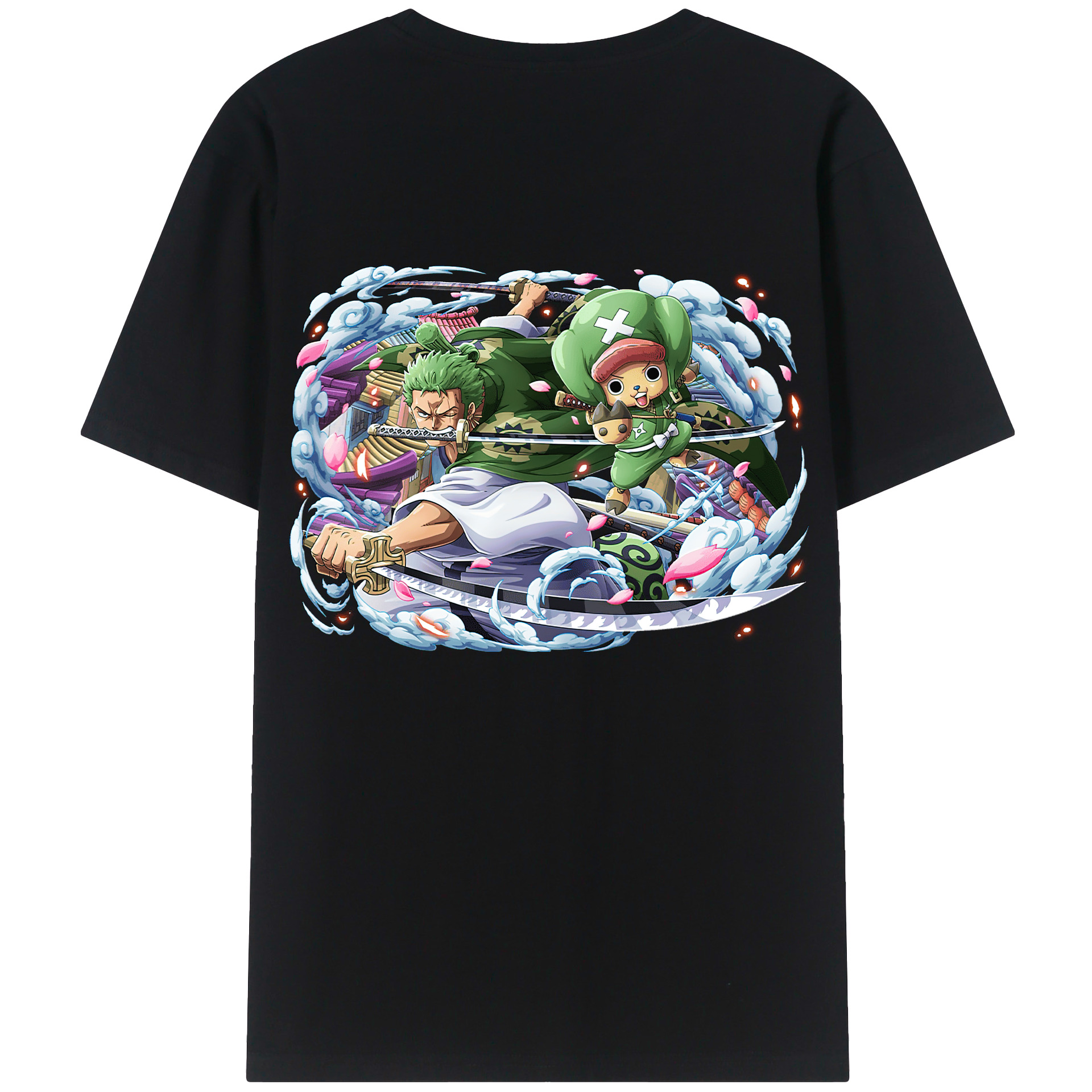 ワンピース ロロノア・ゾロ ONE PIECE Roronoa Zoro 綿100％ メンズ半袖Tシャツ（バックプリント） 通気性