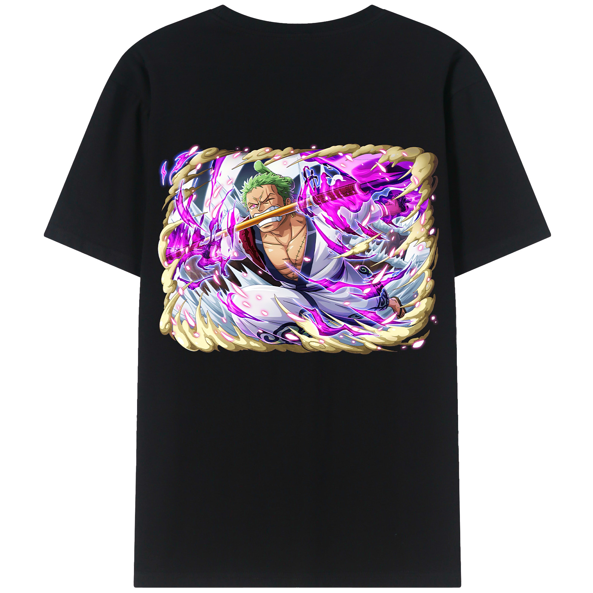 ワンピース ロロノア・ゾロ ONE PIECE Roronoa Zoro 綿100％ メンズ半袖Tシャツ（バックプリント） 通気性
