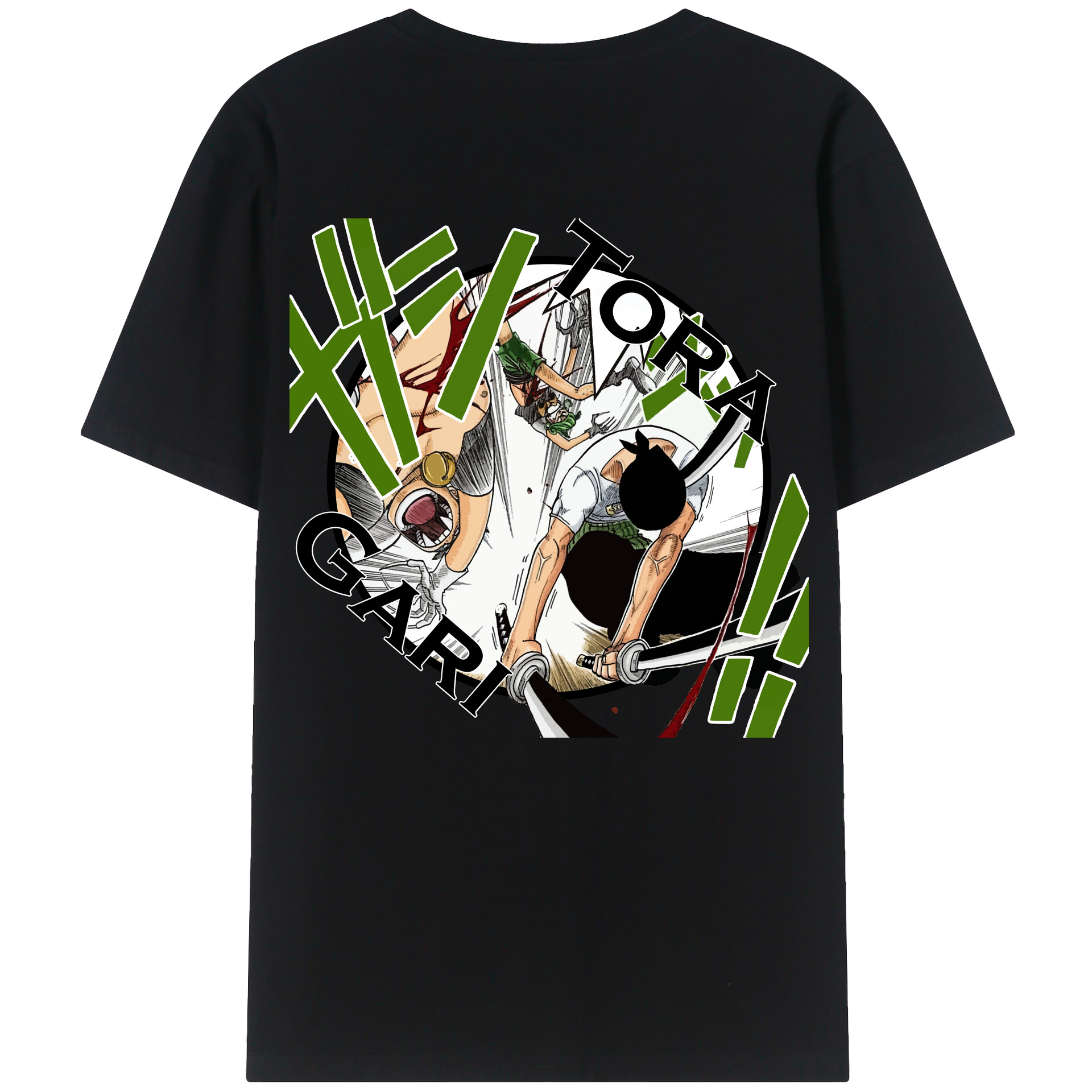 ワンピース ロロノア・ゾロ ONE PIECE Roronoa Zoro 綿100％ メンズ半袖Tシャツ（バックプリント） 通気性