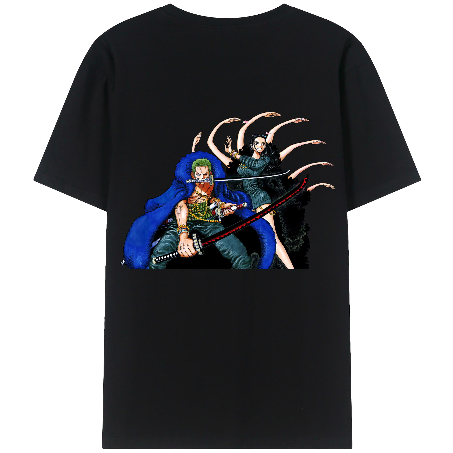 ワンピース ロロノア・ゾロ ONE PIECE Roronoa Zoro 綿100％ メンズ半袖Tシャツ（バックプリント） 通気性