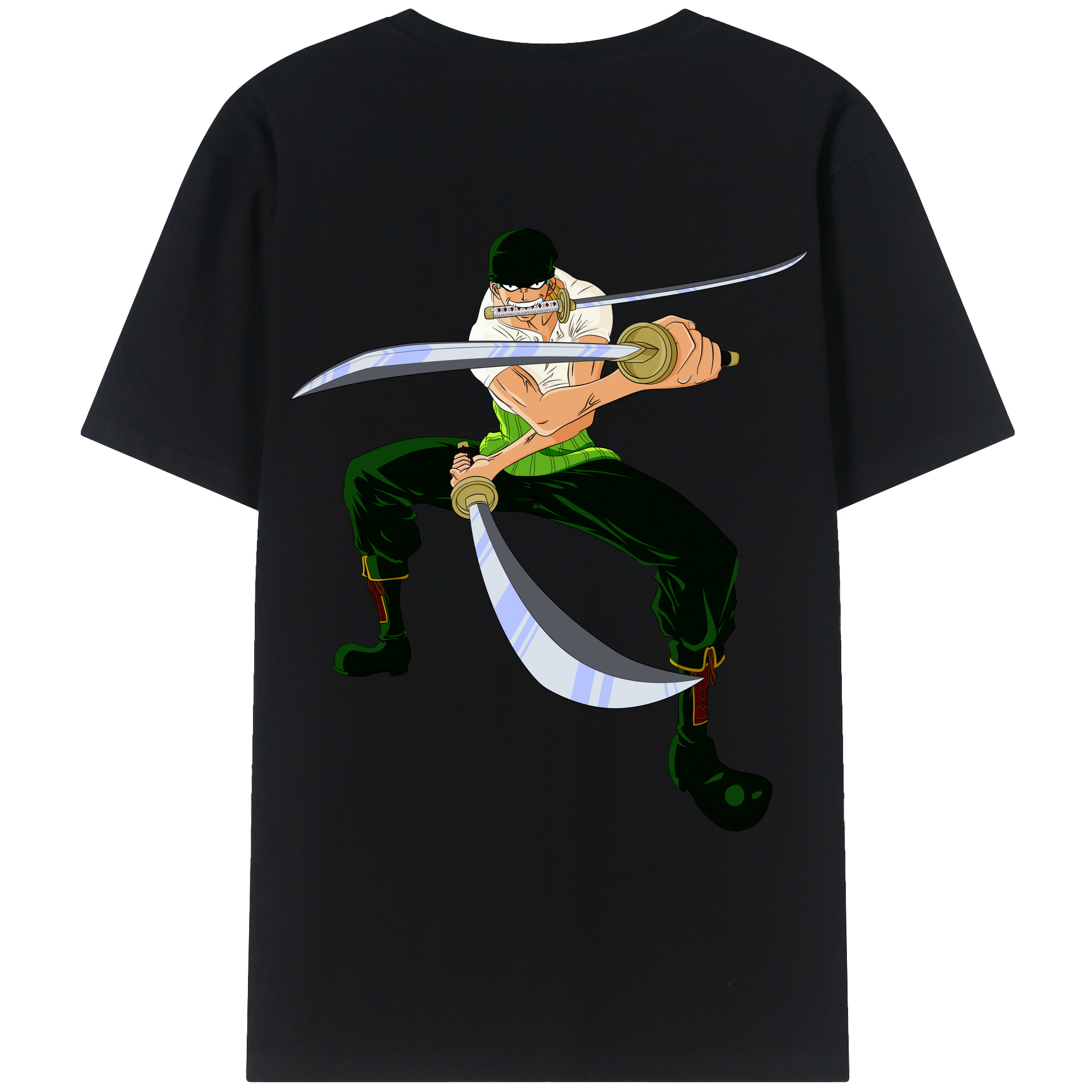 ワンピース ロロノア・ゾロ ONE PIECE Roronoa Zoro 綿100％ メンズ半袖Tシャツ（バックプリント） 通気性