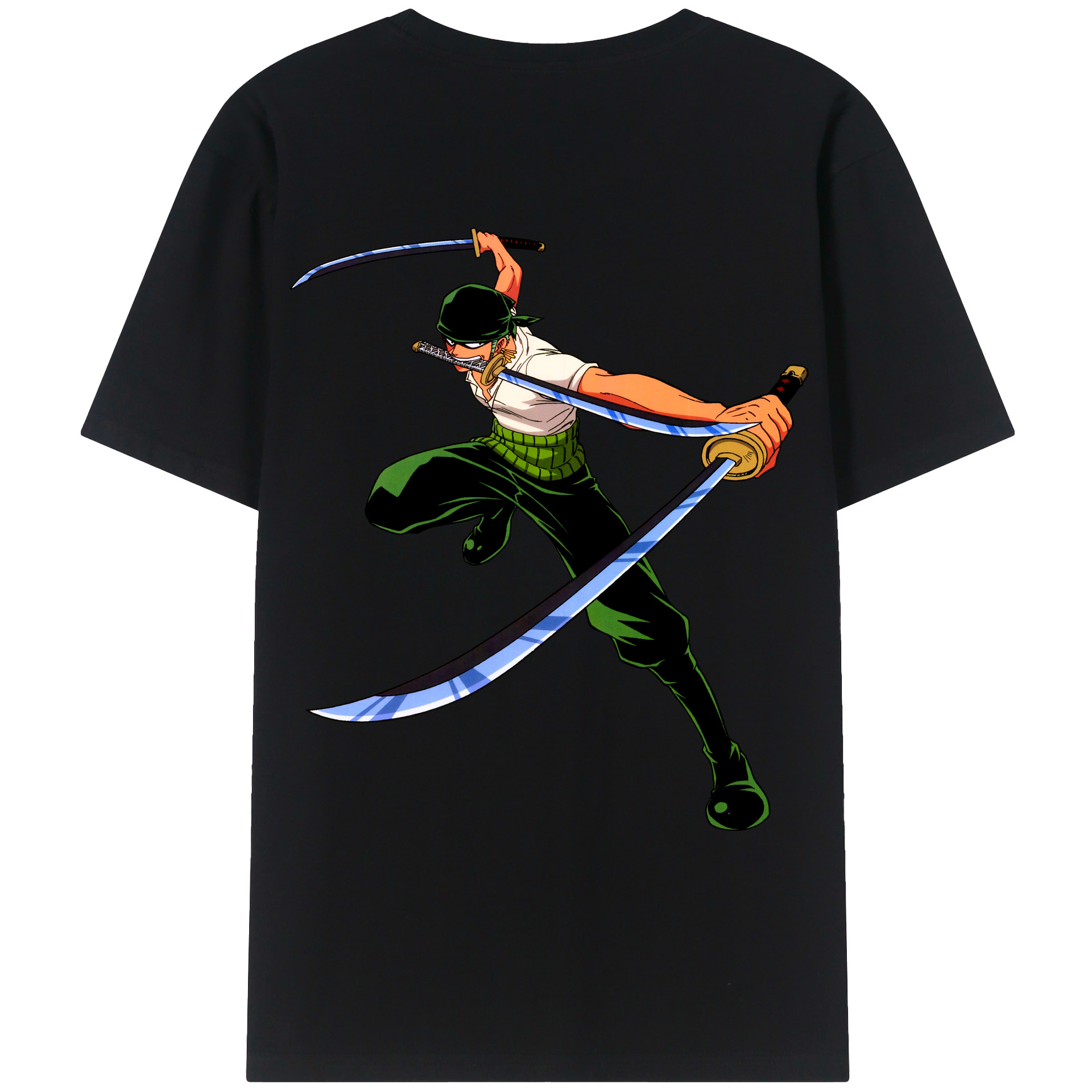 ワンピース ロロノア・ゾロ ONE PIECE Roronoa Zoro 綿100％ メンズ半袖Tシャツ（バックプリント） 通気性