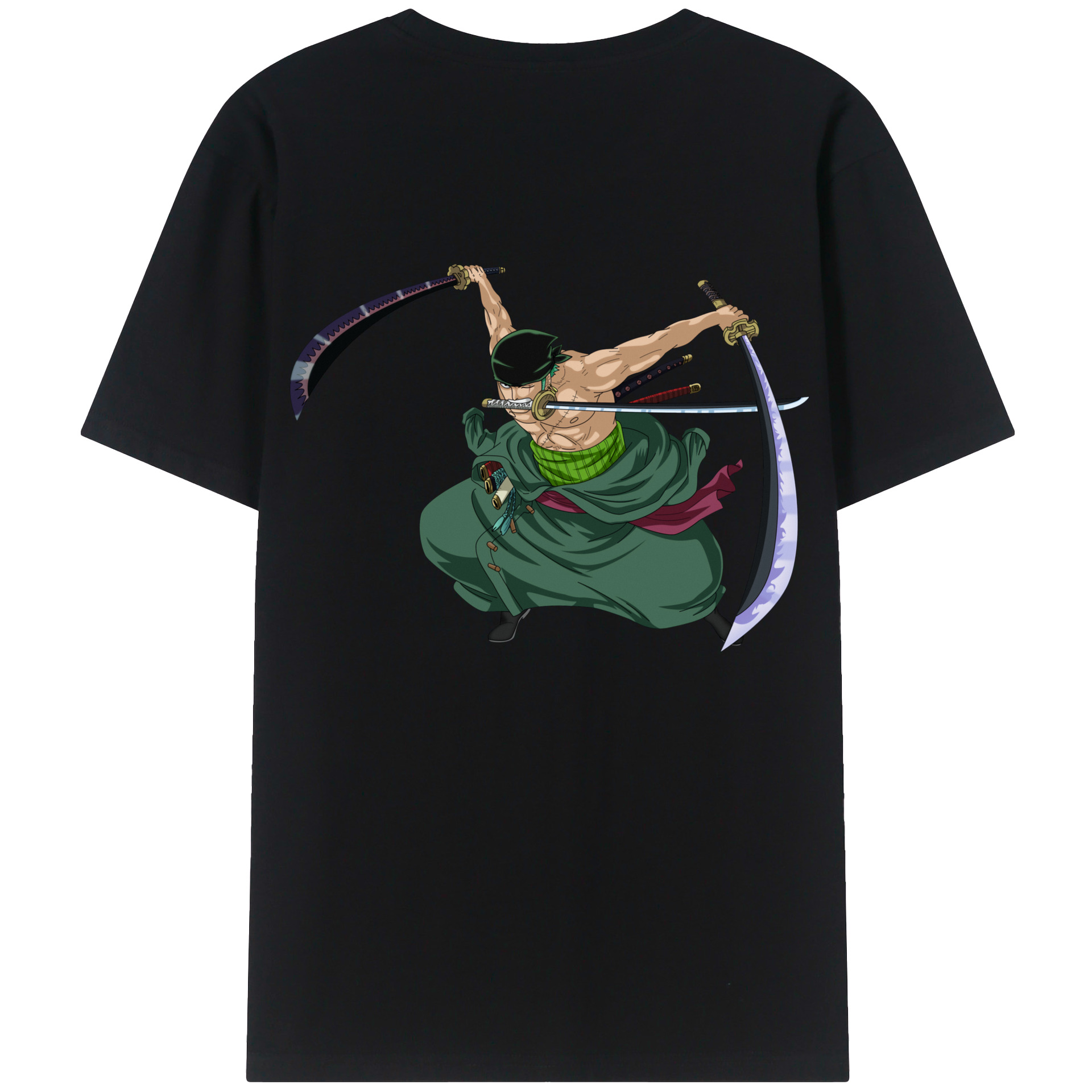 ワンピース ロロノア・ゾロ ONE PIECE Roronoa Zoro 綿100％ メンズ半袖Tシャツ（バックプリント） 通気性