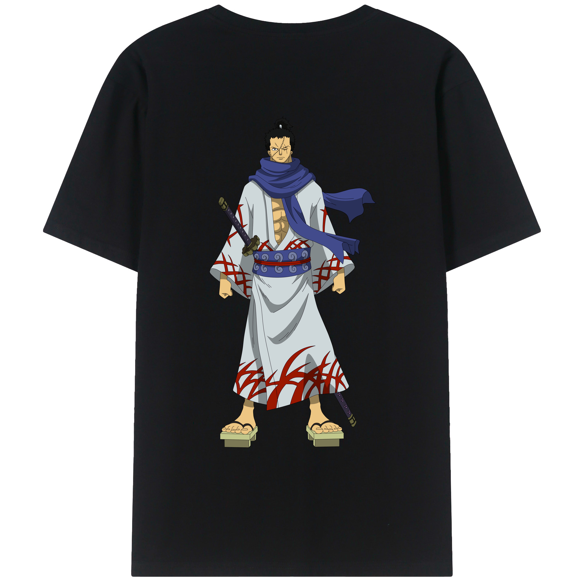 ワンピース ロロノア・ゾロ ONE PIECE Roronoa Zoro 綿100％ メンズ半袖Tシャツ（バックプリント） 通気性