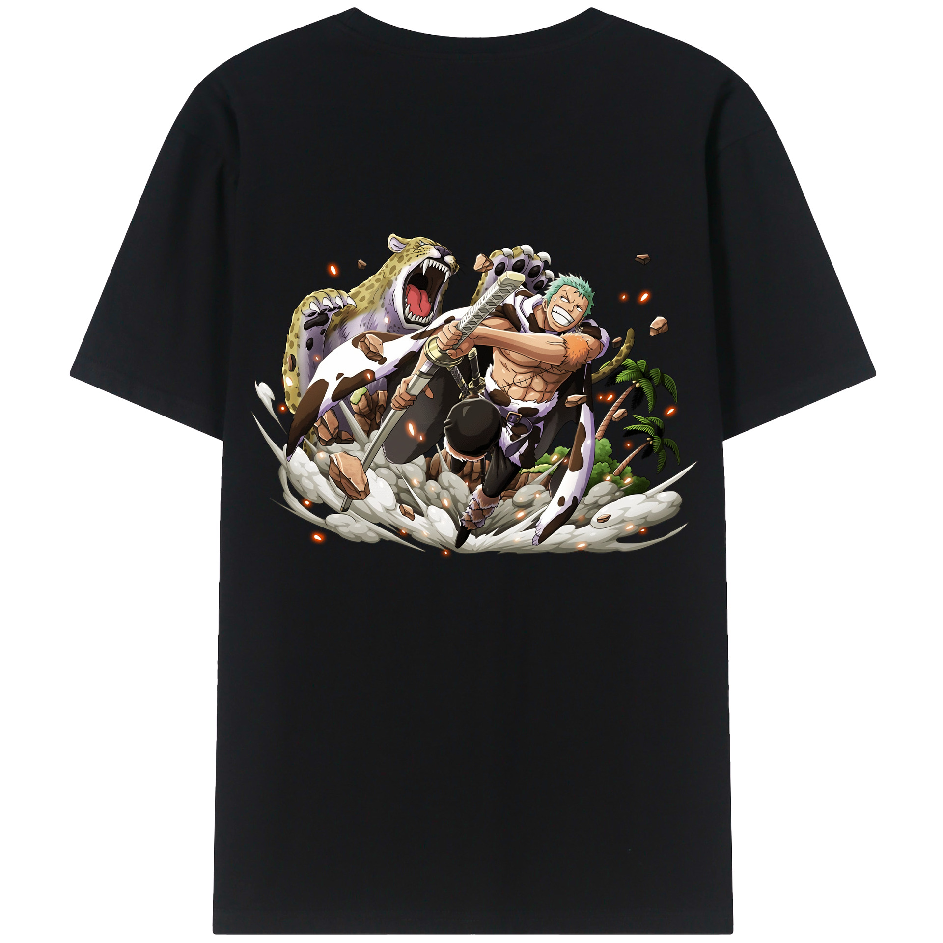 ワンピース ロロノア・ゾロ ONE PIECE Roronoa Zoro 綿100％ メンズ半袖Tシャツ（バックプリント） 通気性
