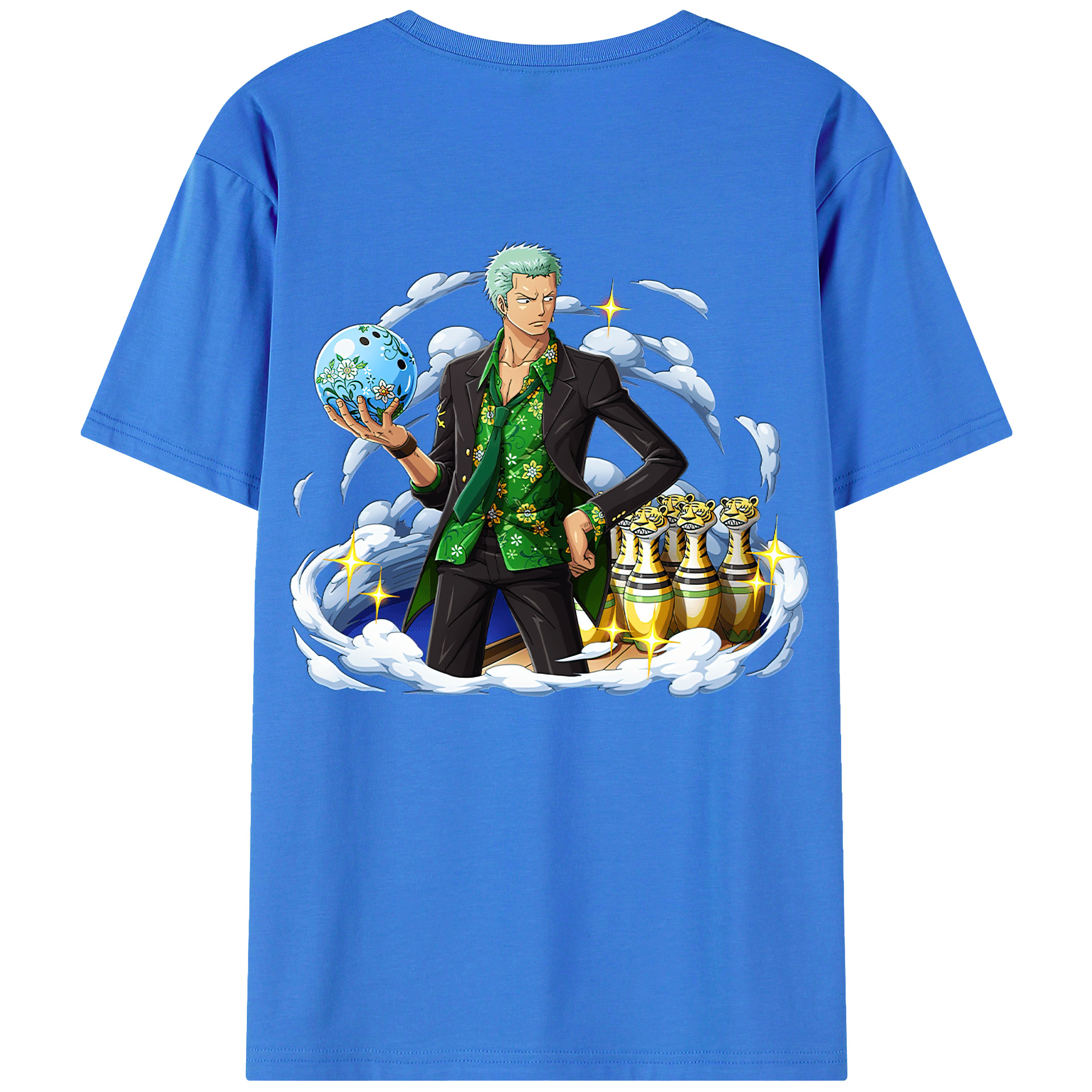 ワンピース ロロノア・ゾロ ONE PIECE Roronoa Zoro 綿100％ メンズ半袖Tシャツ（バックプリント） 通気性
