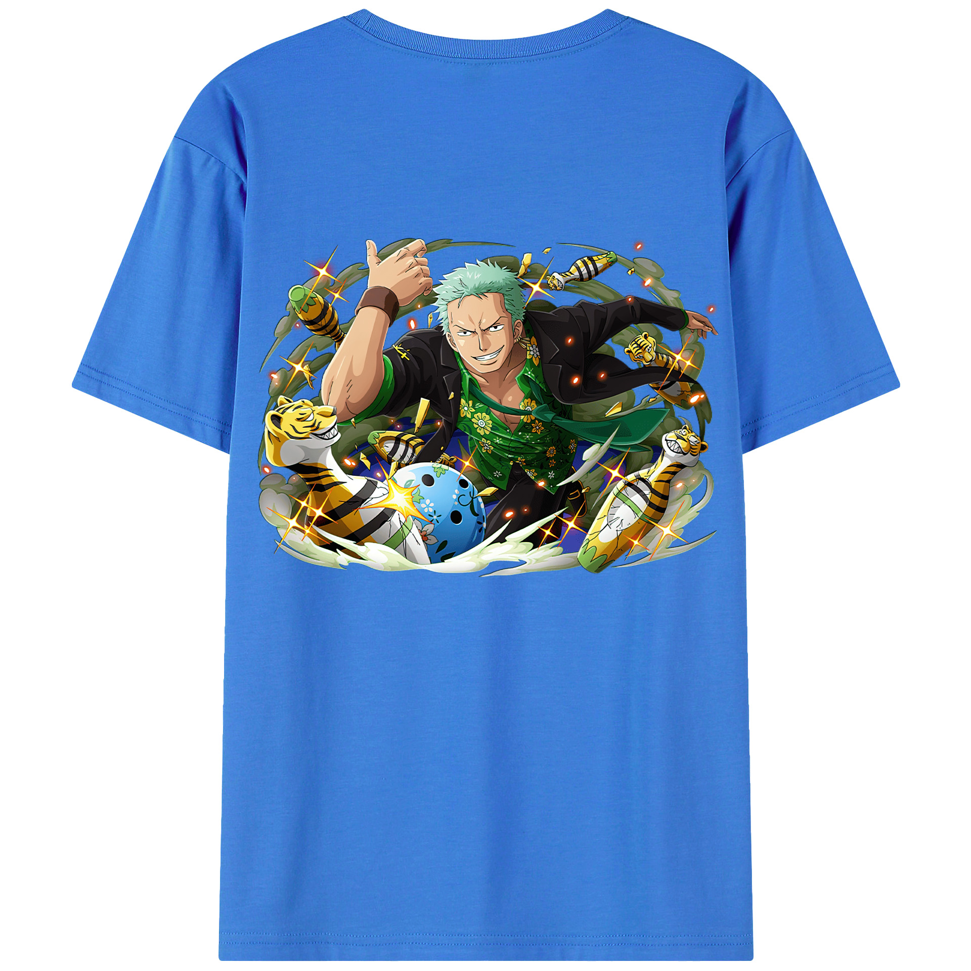 ワンピース ロロノア・ゾロ ONE PIECE Roronoa Zoro 綿100％ メンズ半袖Tシャツ（バックプリント） 通気性