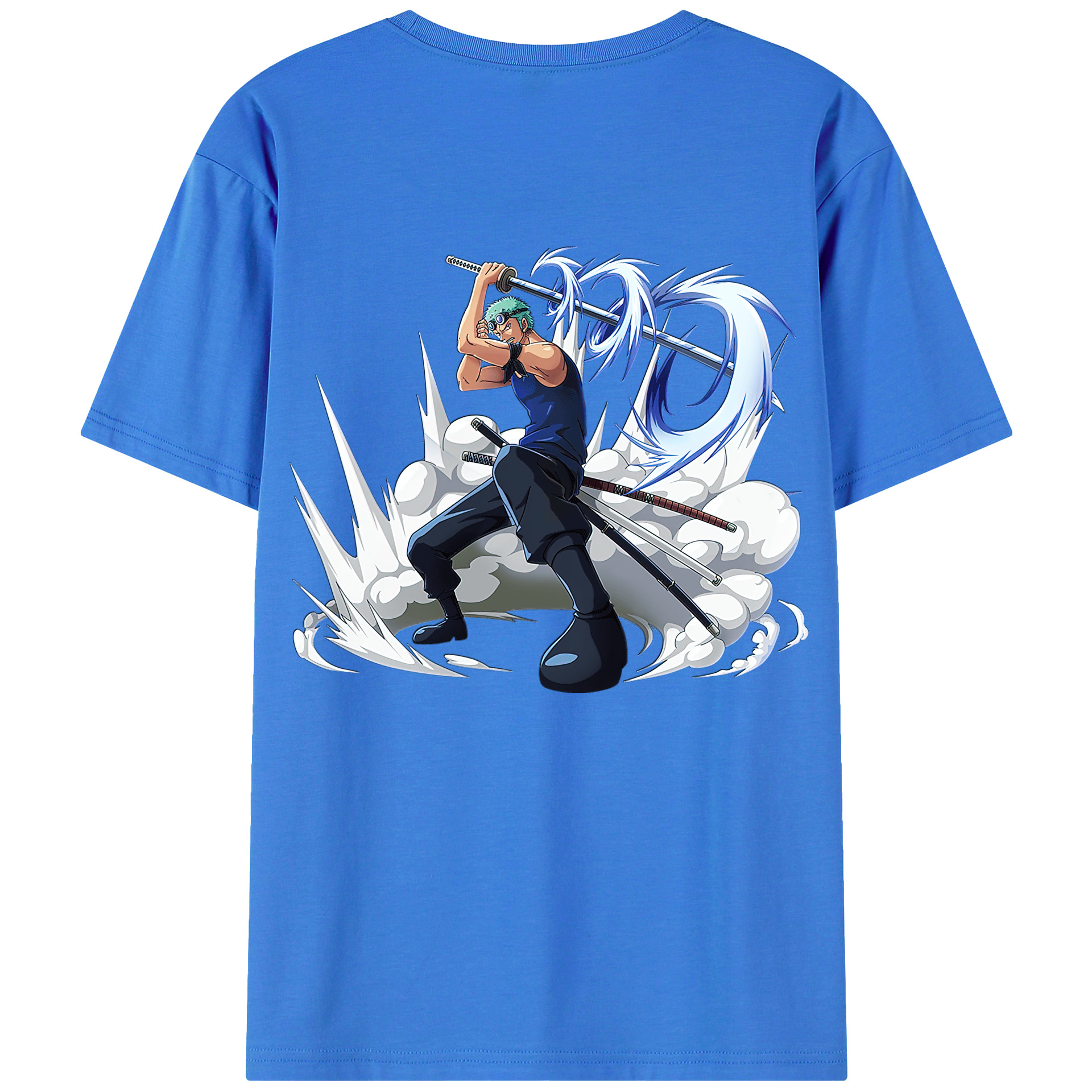 ワンピース ロロノア・ゾロ ONE PIECE Roronoa Zoro 綿100％ メンズ半袖Tシャツ（バックプリント） 通気性