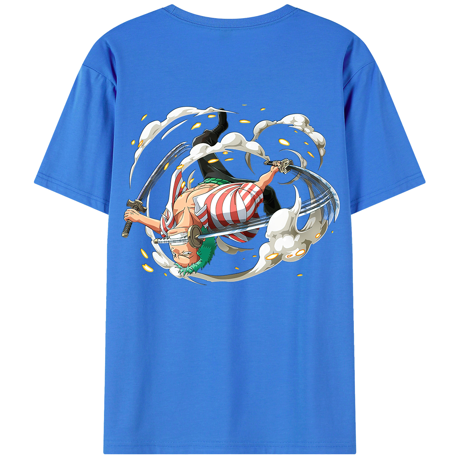 ワンピース ロロノア・ゾロ ONE PIECE Roronoa Zoro 綿100％ メンズ半袖Tシャツ（バックプリント） 通気性