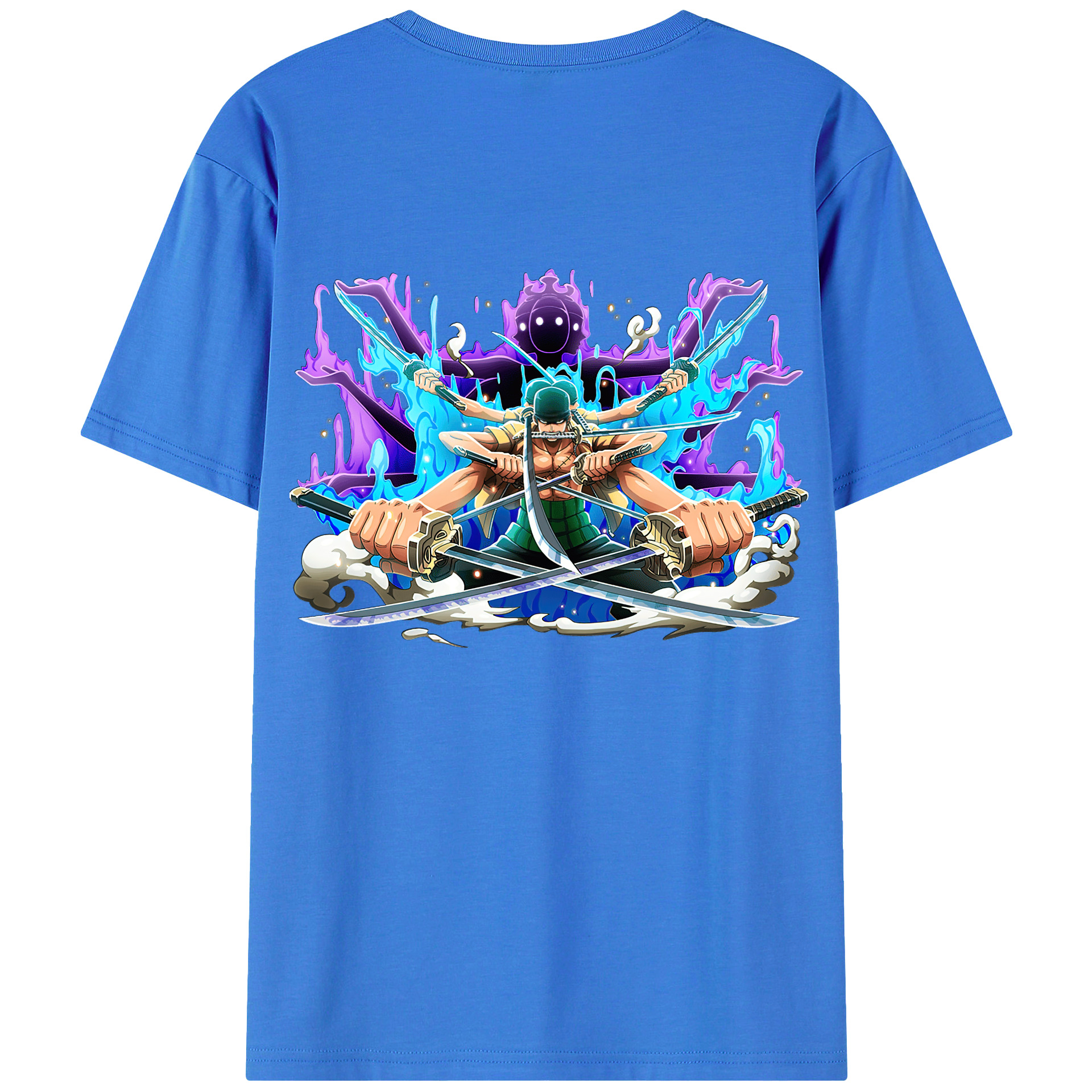 ワンピース ロロノア・ゾロ ONE PIECE Roronoa Zoro 綿100％ メンズ半袖Tシャツ（バックプリント） 通気性