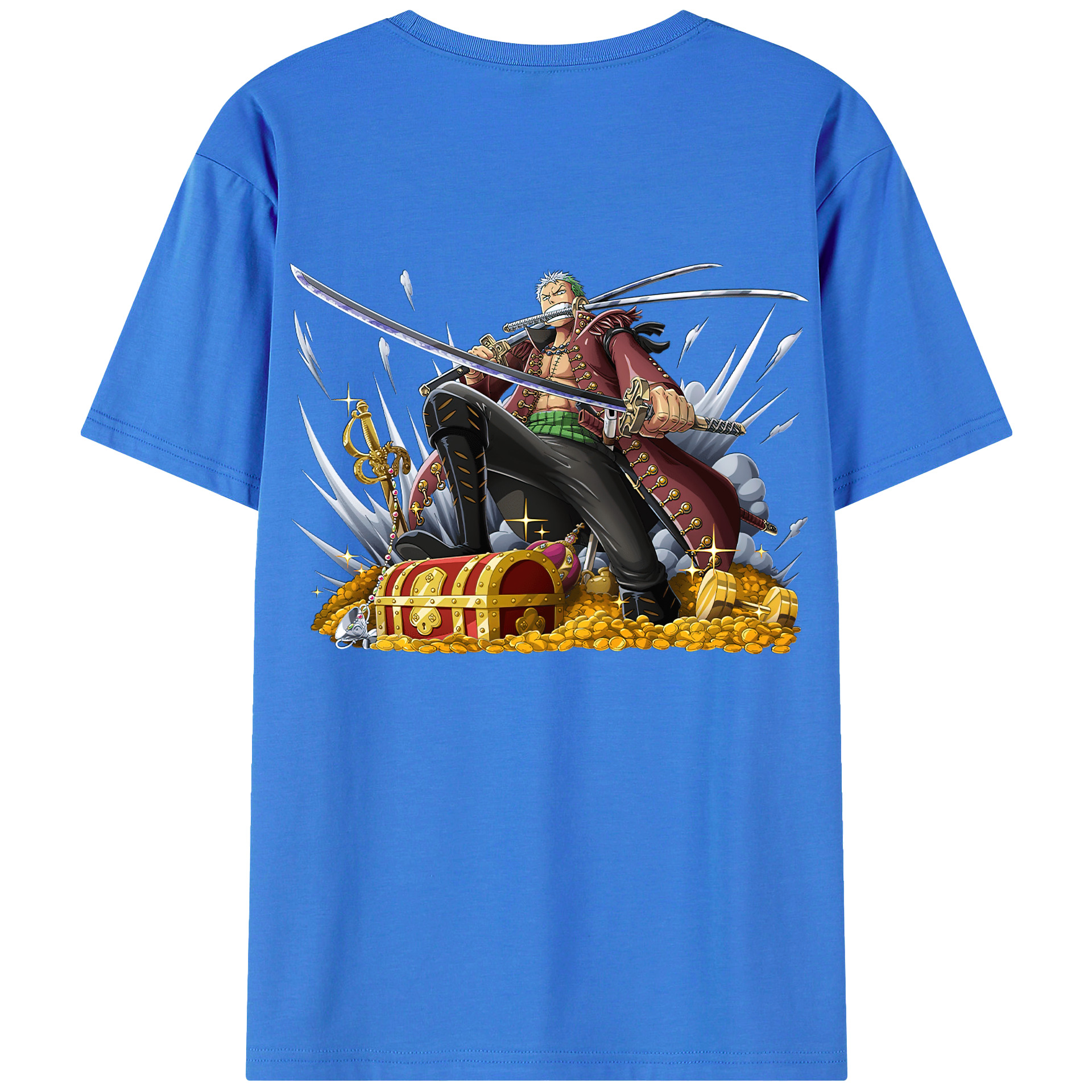ワンピース ロロノア・ゾロ ONE PIECE Roronoa Zoro 綿100％ メンズ半袖Tシャツ（バックプリント） 通気性