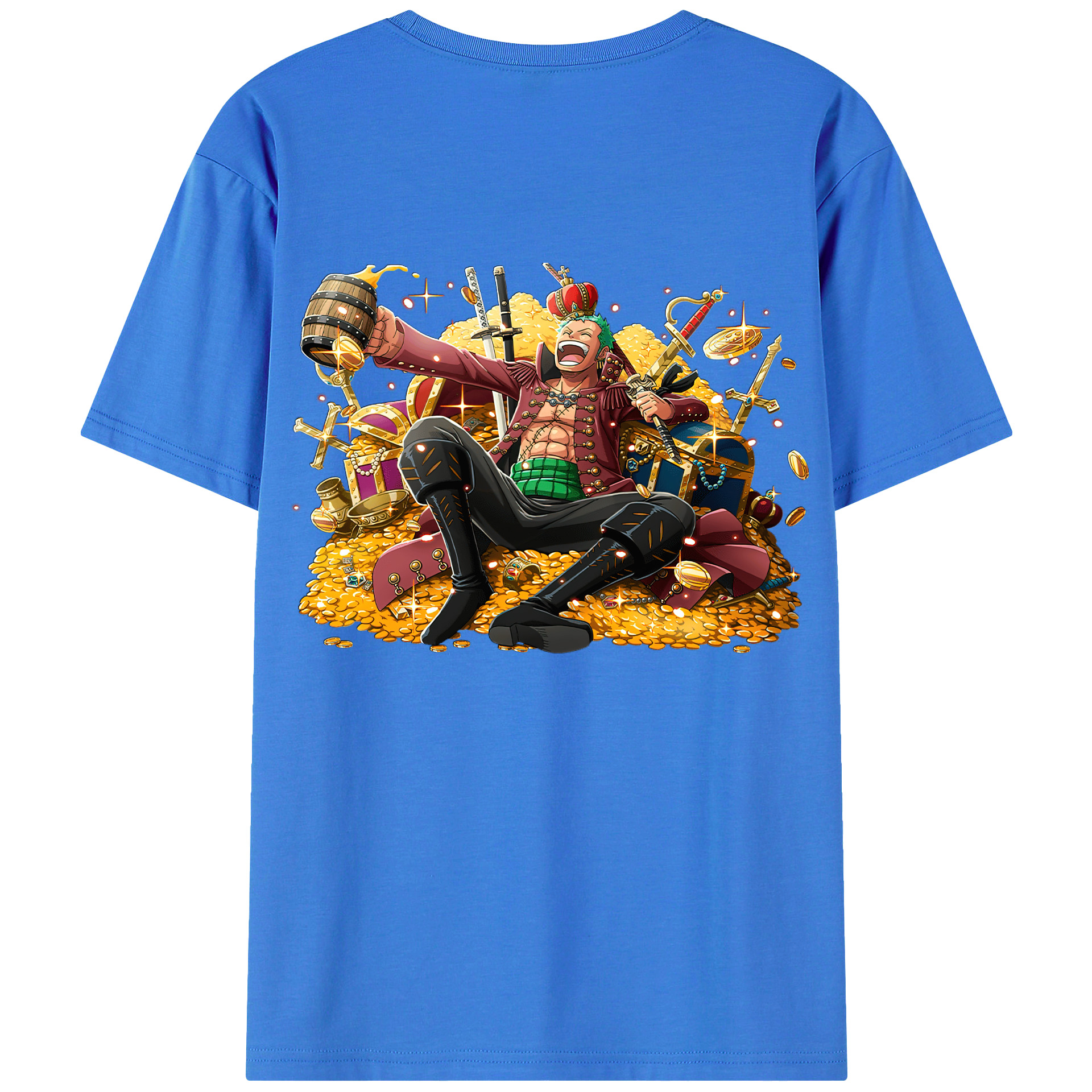 ワンピース ロロノア・ゾロ ONE PIECE Roronoa Zoro 綿100％ メンズ半袖Tシャツ（バックプリント） 通気性
