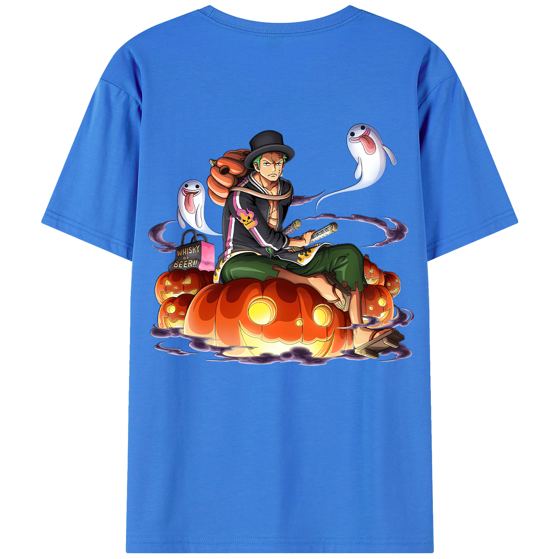 ワンピース ロロノア・ゾロ ONE PIECE Roronoa Zoro 綿100％ メンズ半袖Tシャツ（バックプリント） 通気性