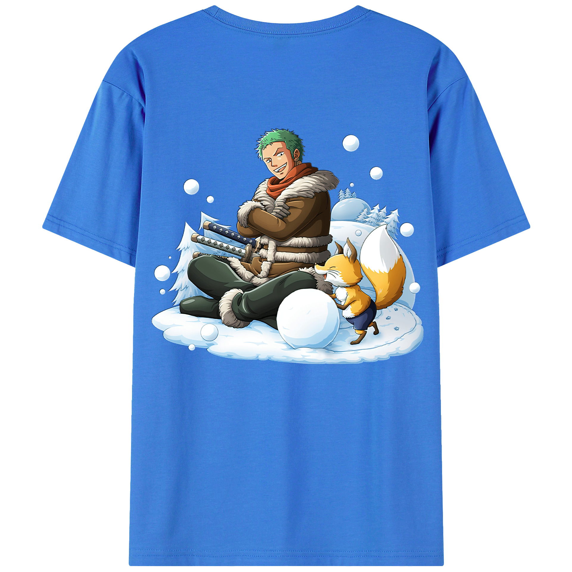 ワンピース ロロノア・ゾロ ONE PIECE Roronoa Zoro 綿100％ メンズ半袖Tシャツ（バックプリント） 通気性