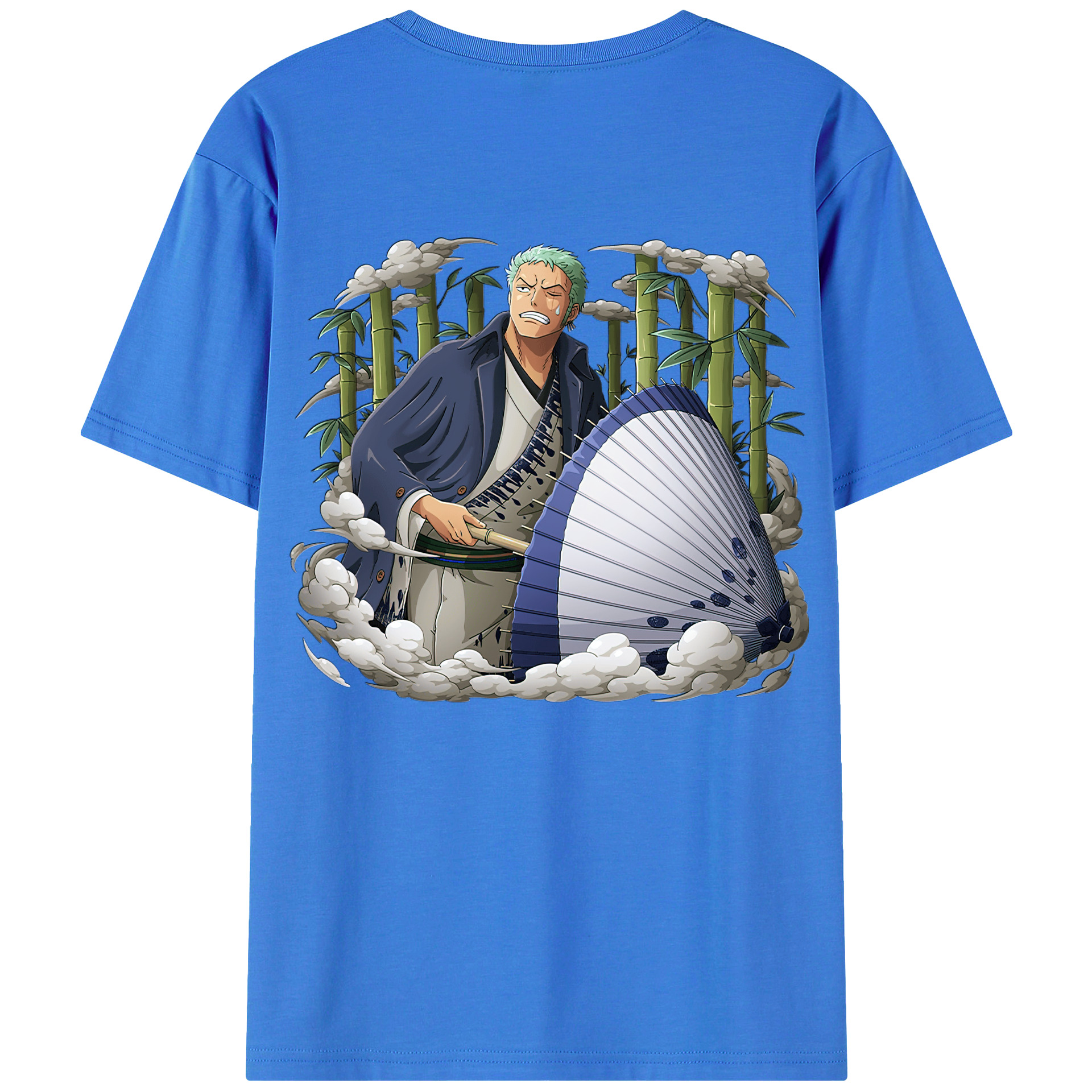 ワンピース ロロノア・ゾロ ONE PIECE Roronoa Zoro 綿100％ メンズ半袖Tシャツ（バックプリント） 通気性