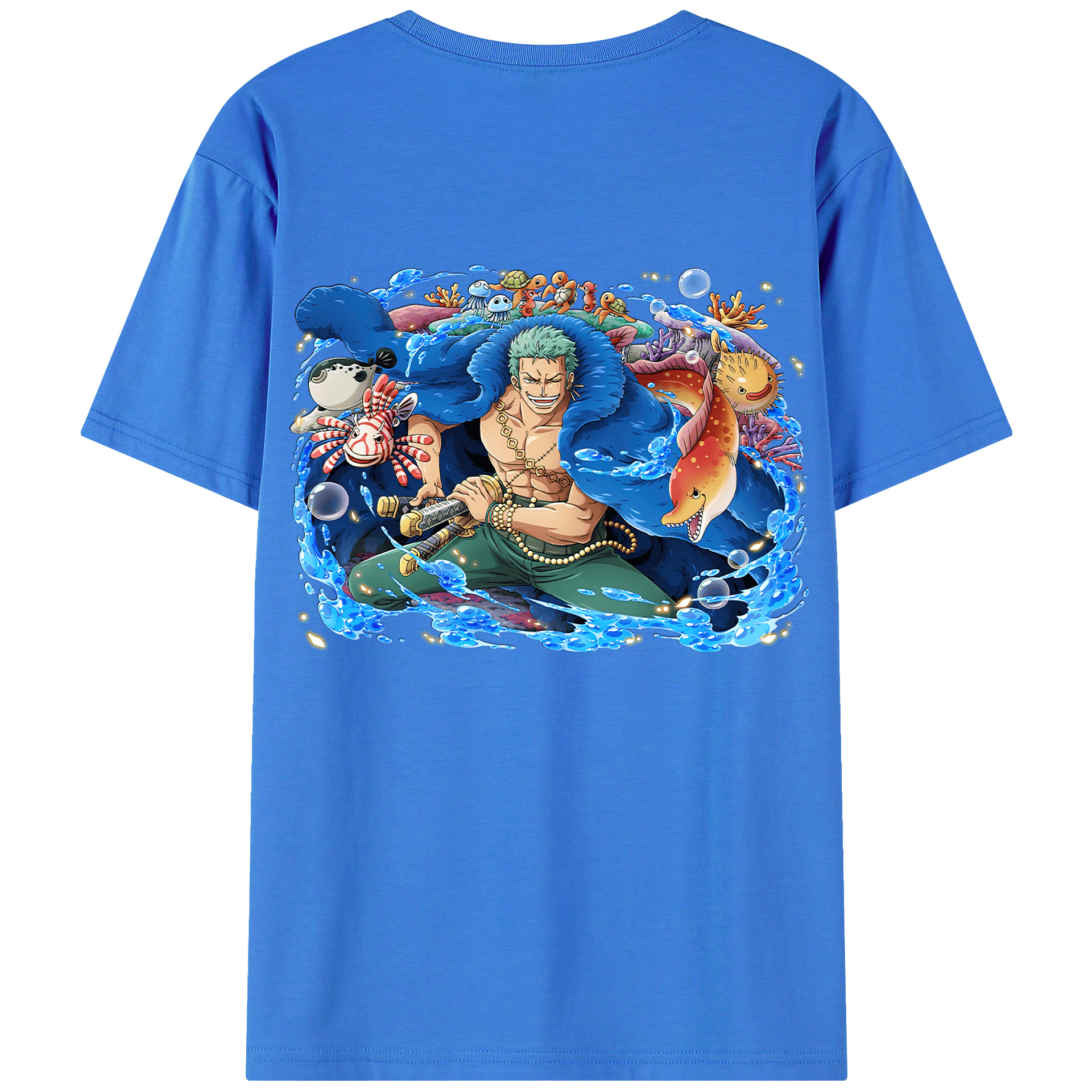 ワンピース ロロノア・ゾロ ONE PIECE Roronoa Zoro 綿100％ メンズ半袖Tシャツ（バックプリント） 通気性