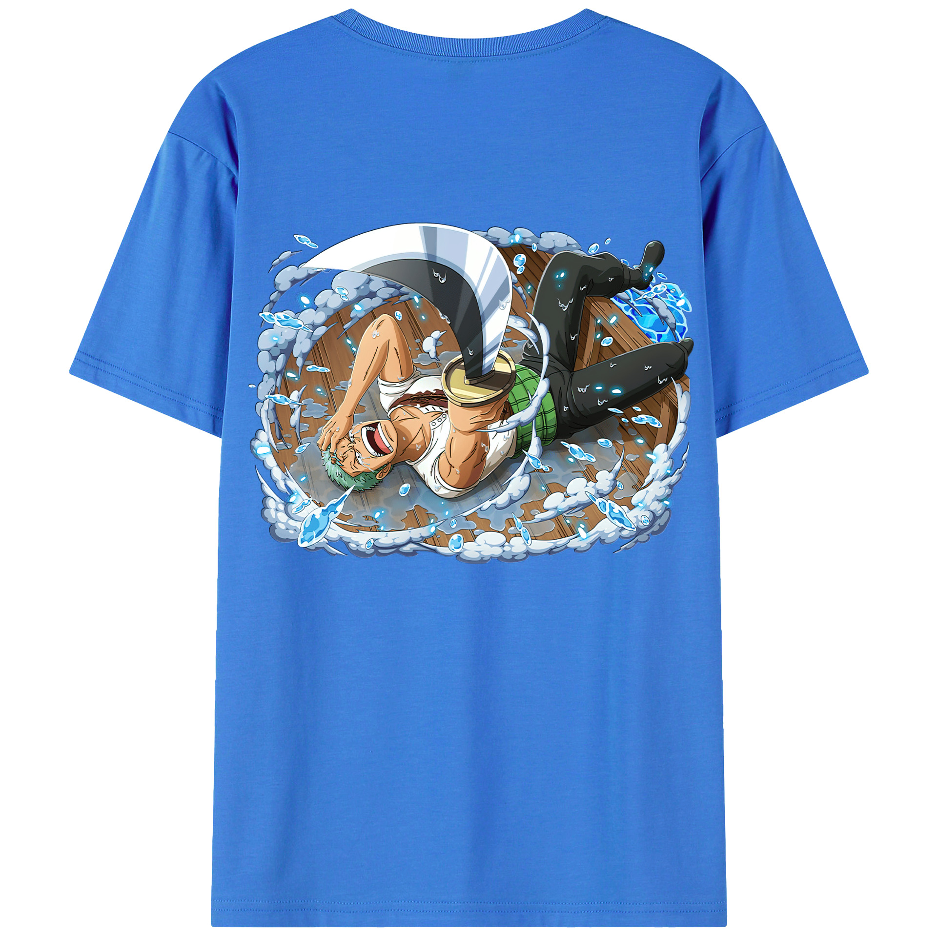 ワンピース ロロノア・ゾロ ONE PIECE Roronoa Zoro 綿100％ メンズ半袖Tシャツ（バックプリント） 通気性