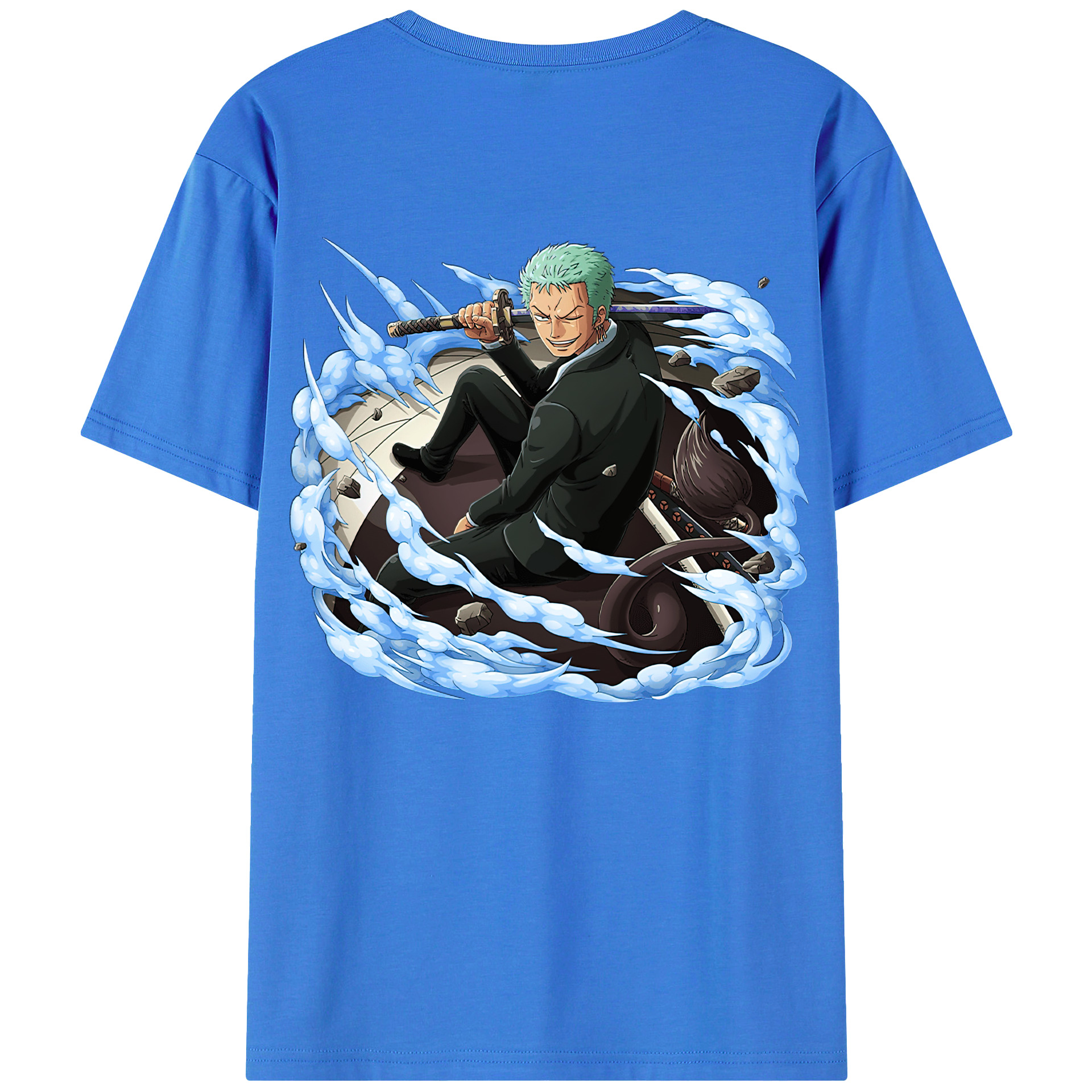ワンピース ロロノア・ゾロ ONE PIECE Roronoa Zoro 綿100％ メンズ半袖Tシャツ（バックプリント） 通気性