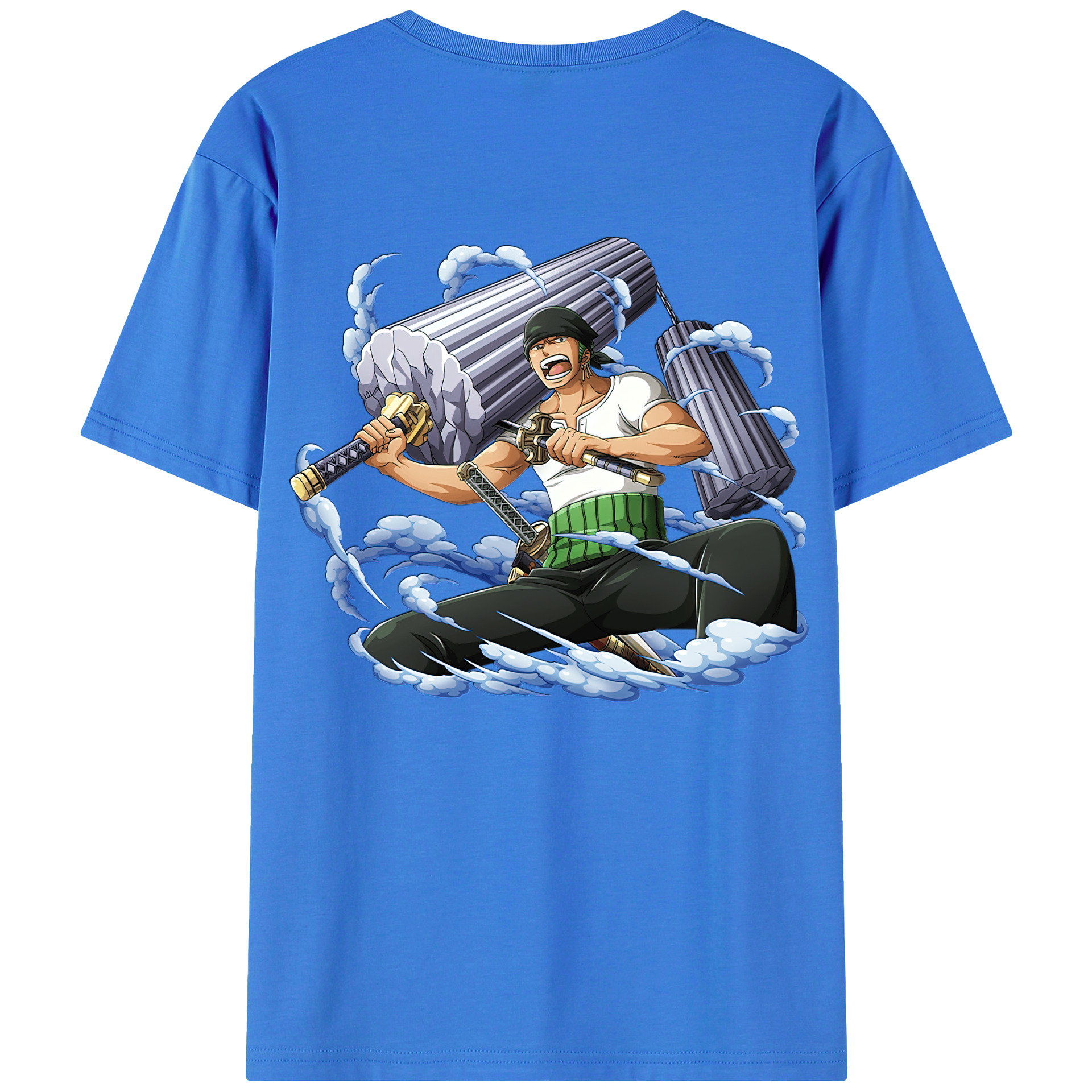 ワンピース ロロノア・ゾロ ONE PIECE Roronoa Zoro 綿100％ メンズ半袖Tシャツ（バックプリント） 通気性