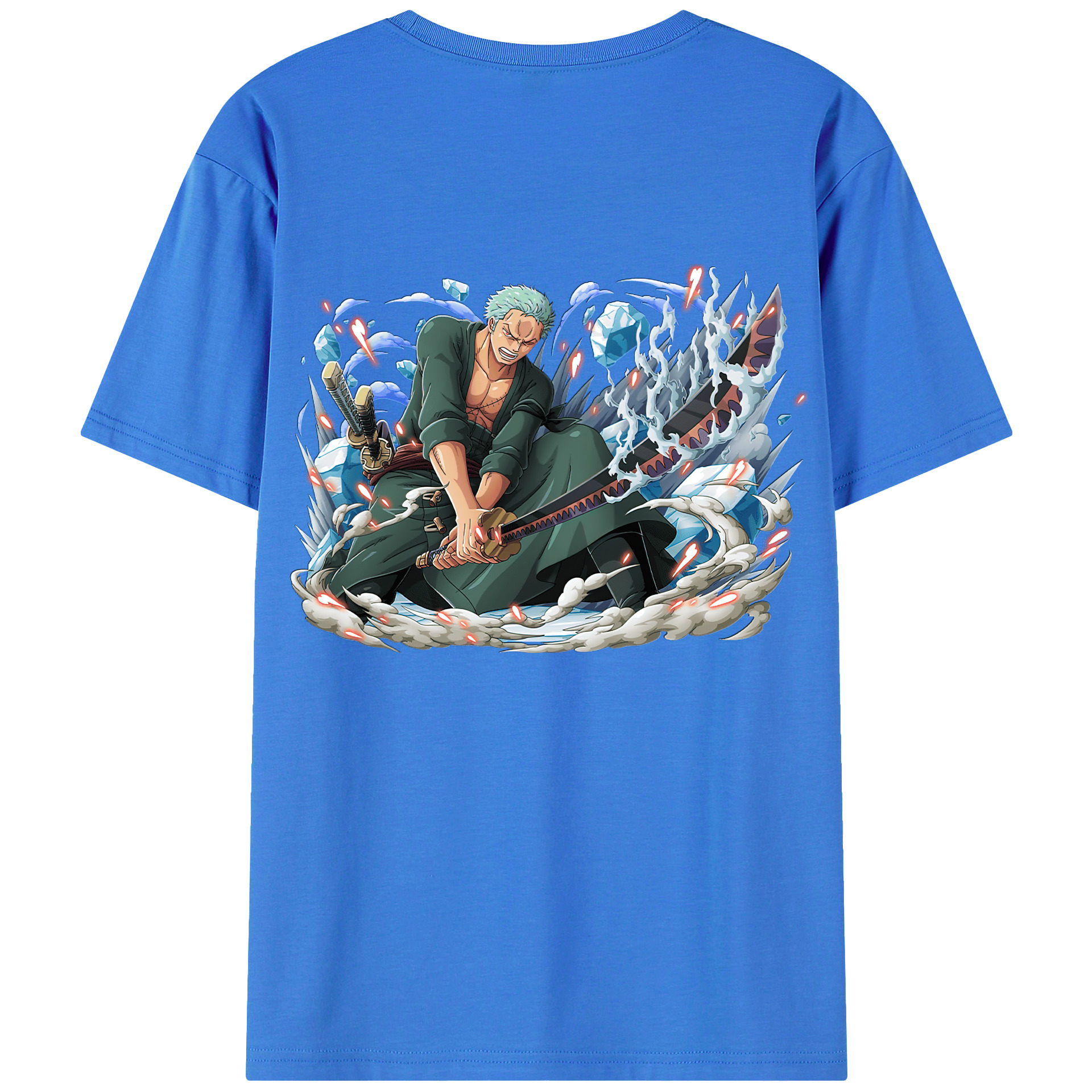 ワンピース ロロノア・ゾロ ONE PIECE Roronoa Zoro 綿100％ メンズ半袖Tシャツ（バックプリント） 通気性