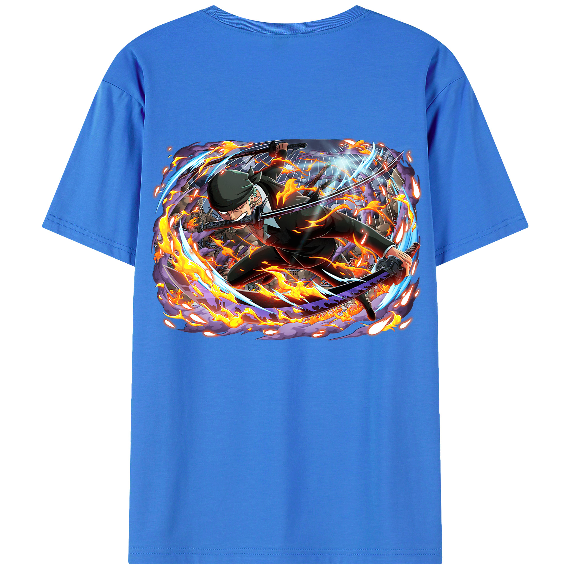 ワンピース ロロノア・ゾロ ONE PIECE Roronoa Zoro 綿100％ メンズ半袖Tシャツ（バックプリント） 通気性