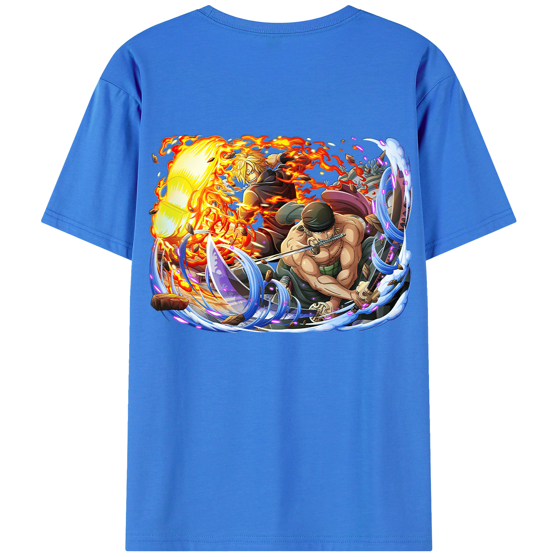 ワンピース ロロノア・ゾロ ONE PIECE Roronoa Zoro 綿100％ メンズ半袖Tシャツ（バックプリント） 通気性