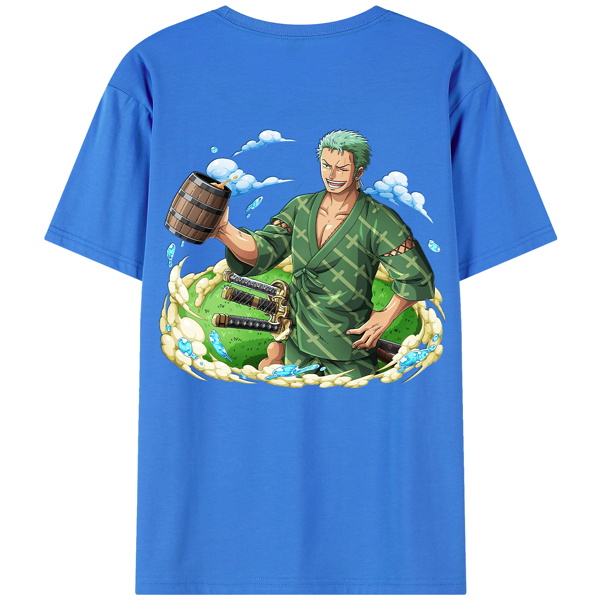 ワンピース ロロノア・ゾロ ONE PIECE Roronoa Zoro 綿100％ メンズ半袖Tシャツ（バックプリント） 通気性