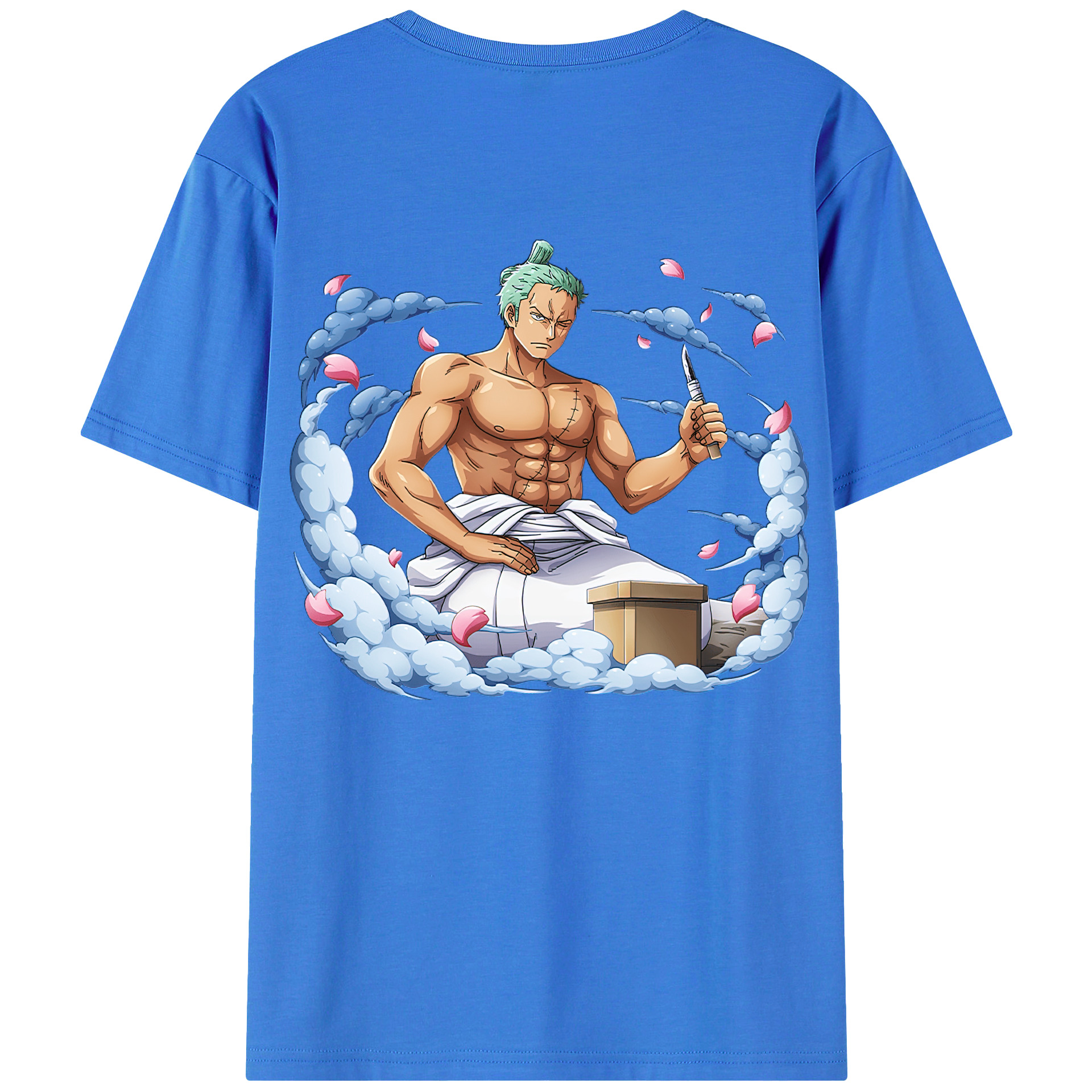 ワンピース ロロノア・ゾロ ONE PIECE Roronoa Zoro 綿100％ メンズ半袖Tシャツ（バックプリント） 通気性