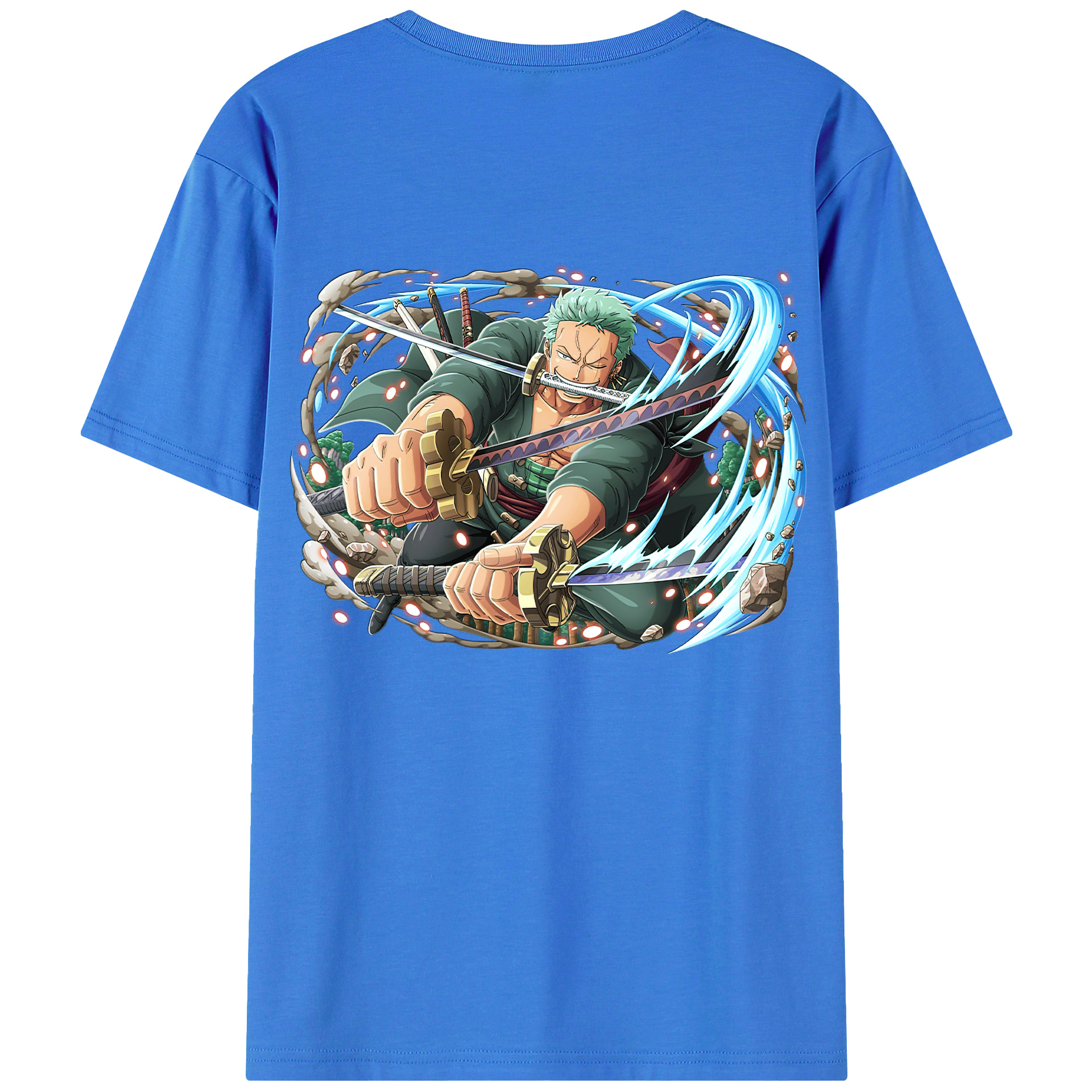 ワンピース ロロノア・ゾロ ONE PIECE Roronoa Zoro 綿100％ メンズ半袖Tシャツ（バックプリント） 通気性