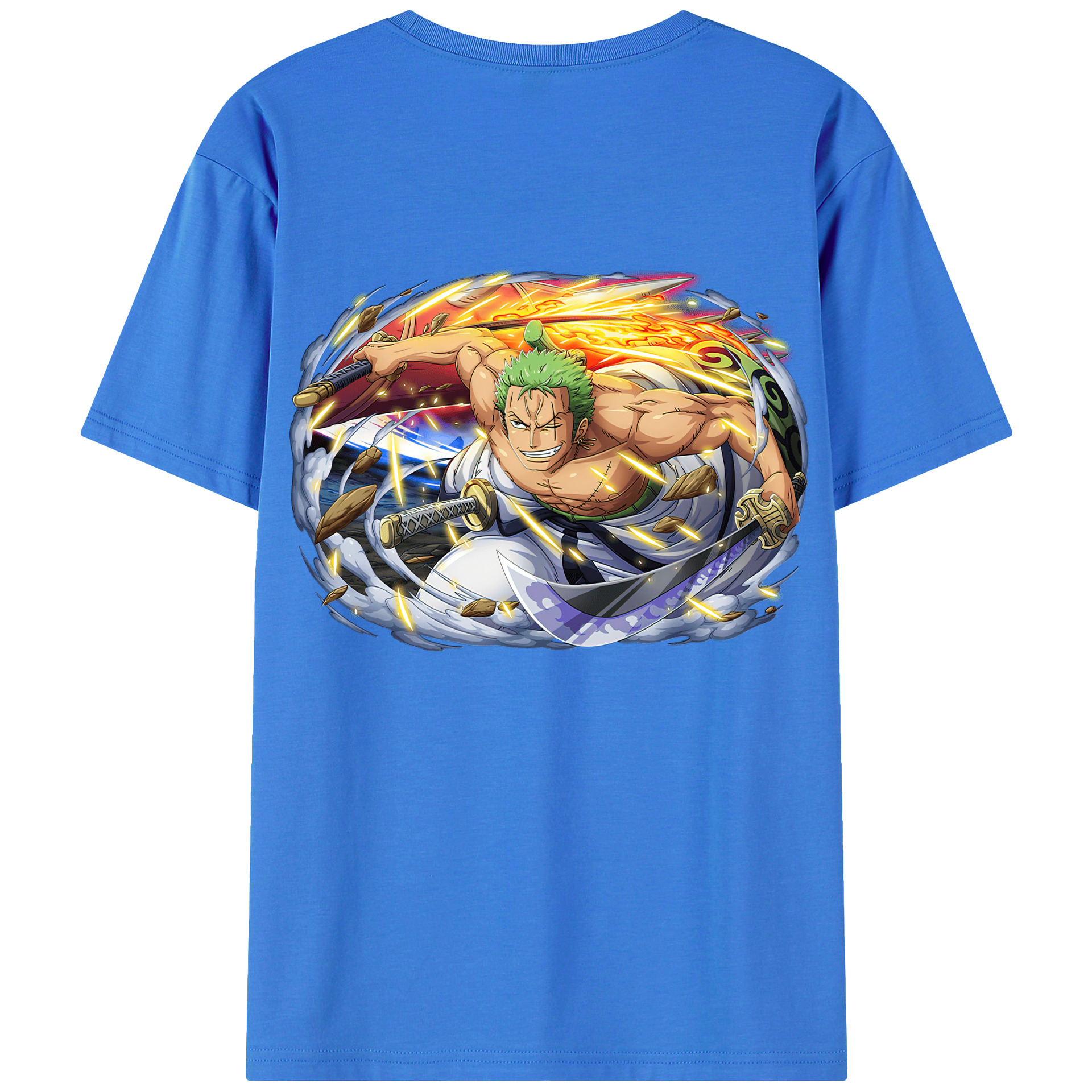 ワンピース ロロノア・ゾロ ONE PIECE Roronoa Zoro 綿100％ メンズ半袖Tシャツ（バックプリント） 通気性
