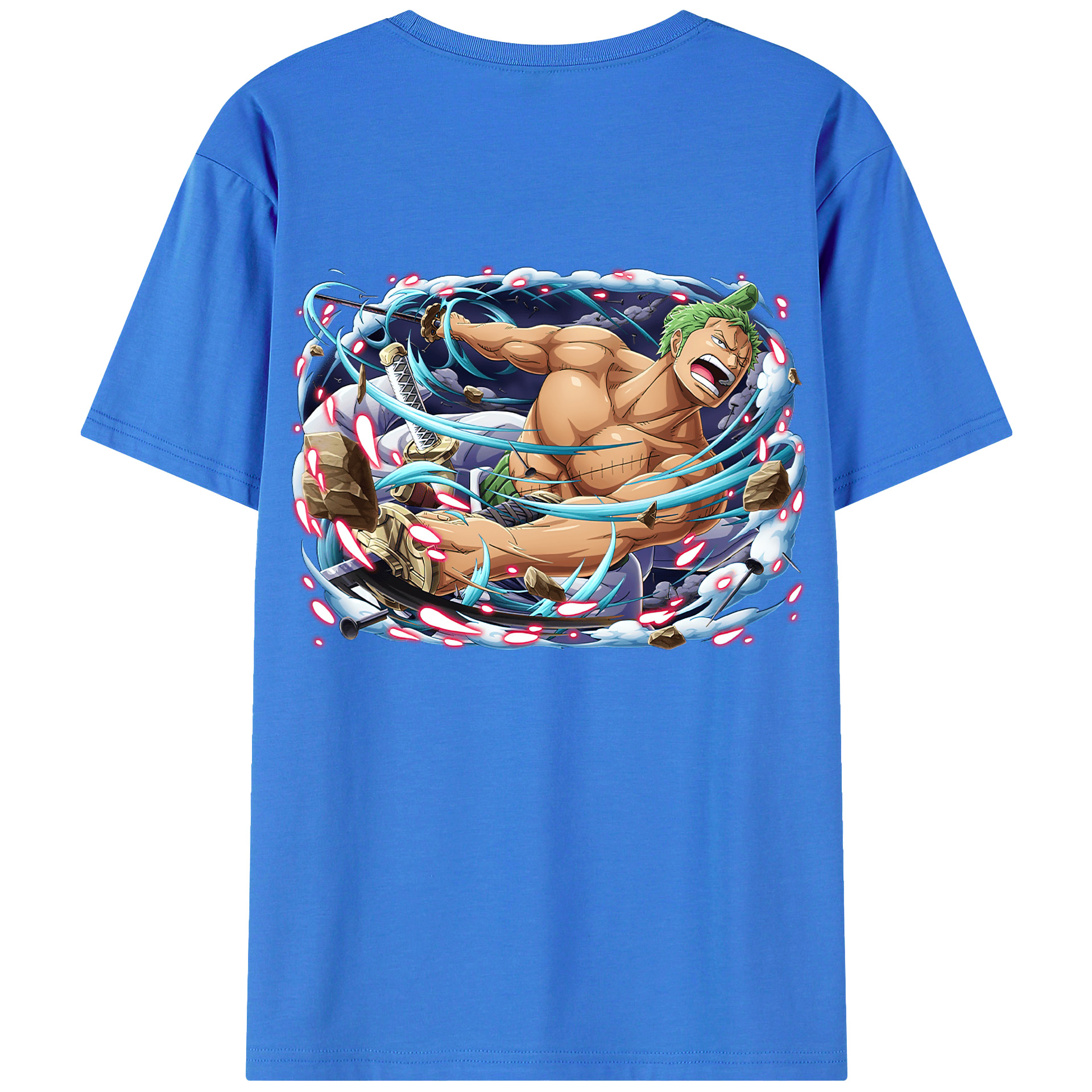 ワンピース ロロノア・ゾロ ONE PIECE Roronoa Zoro 綿100％ メンズ半袖Tシャツ（バックプリント） 通気性