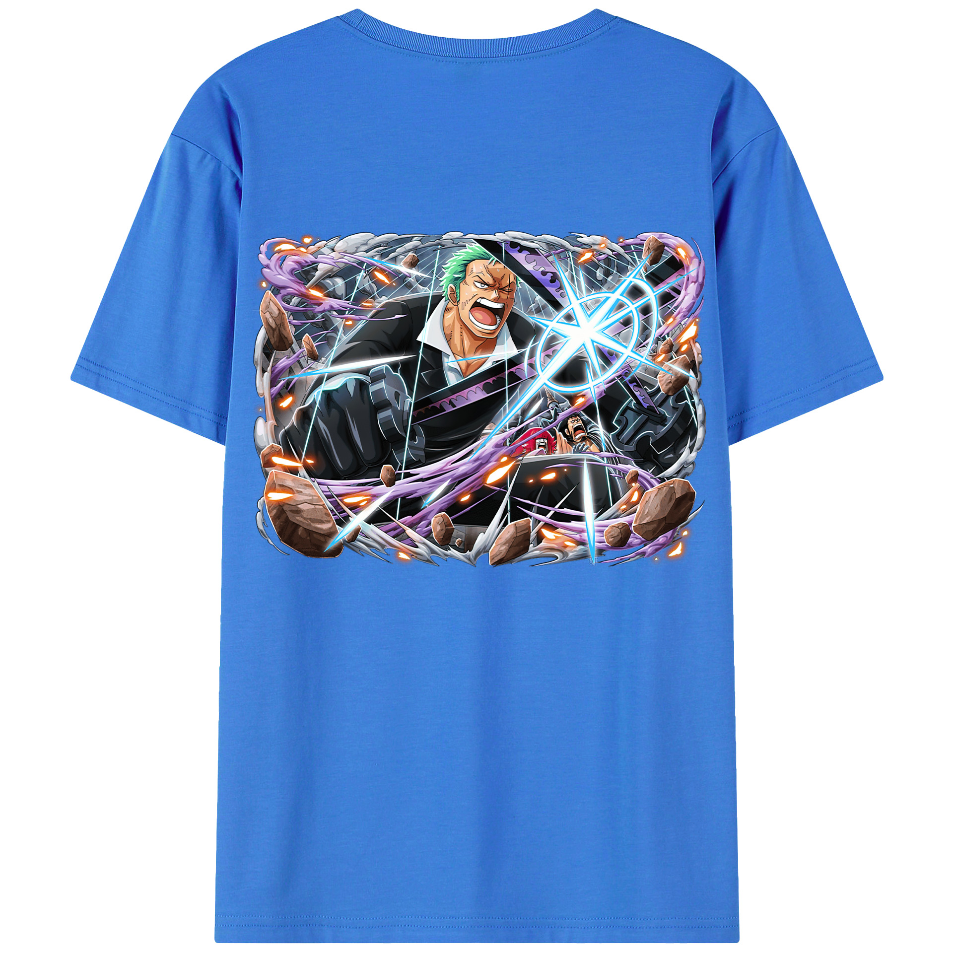 ワンピース ロロノア・ゾロ ONE PIECE Roronoa Zoro 綿100％ メンズ半袖Tシャツ（バックプリント） 通気性