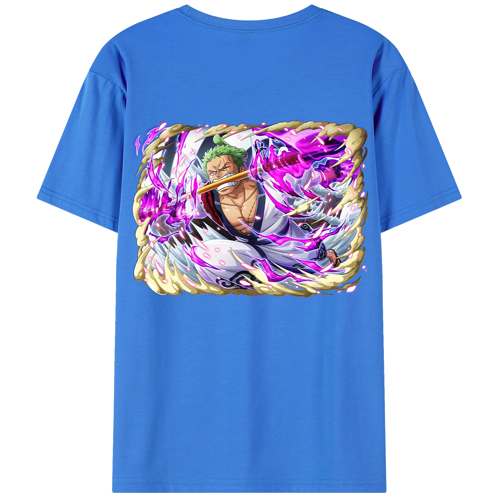 ワンピース ロロノア・ゾロ ONE PIECE Roronoa Zoro 綿100％ メンズ半袖Tシャツ（バックプリント） 通気性