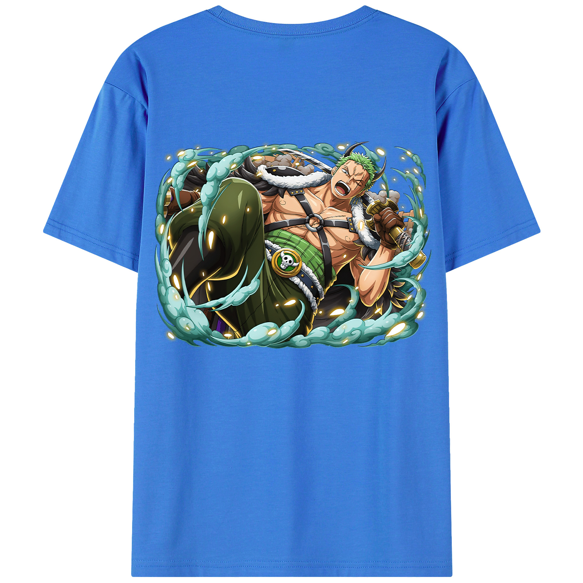 ワンピース ロロノア・ゾロ ONE PIECE Roronoa Zoro 綿100％ メンズ半袖Tシャツ（バックプリント） 通気性
