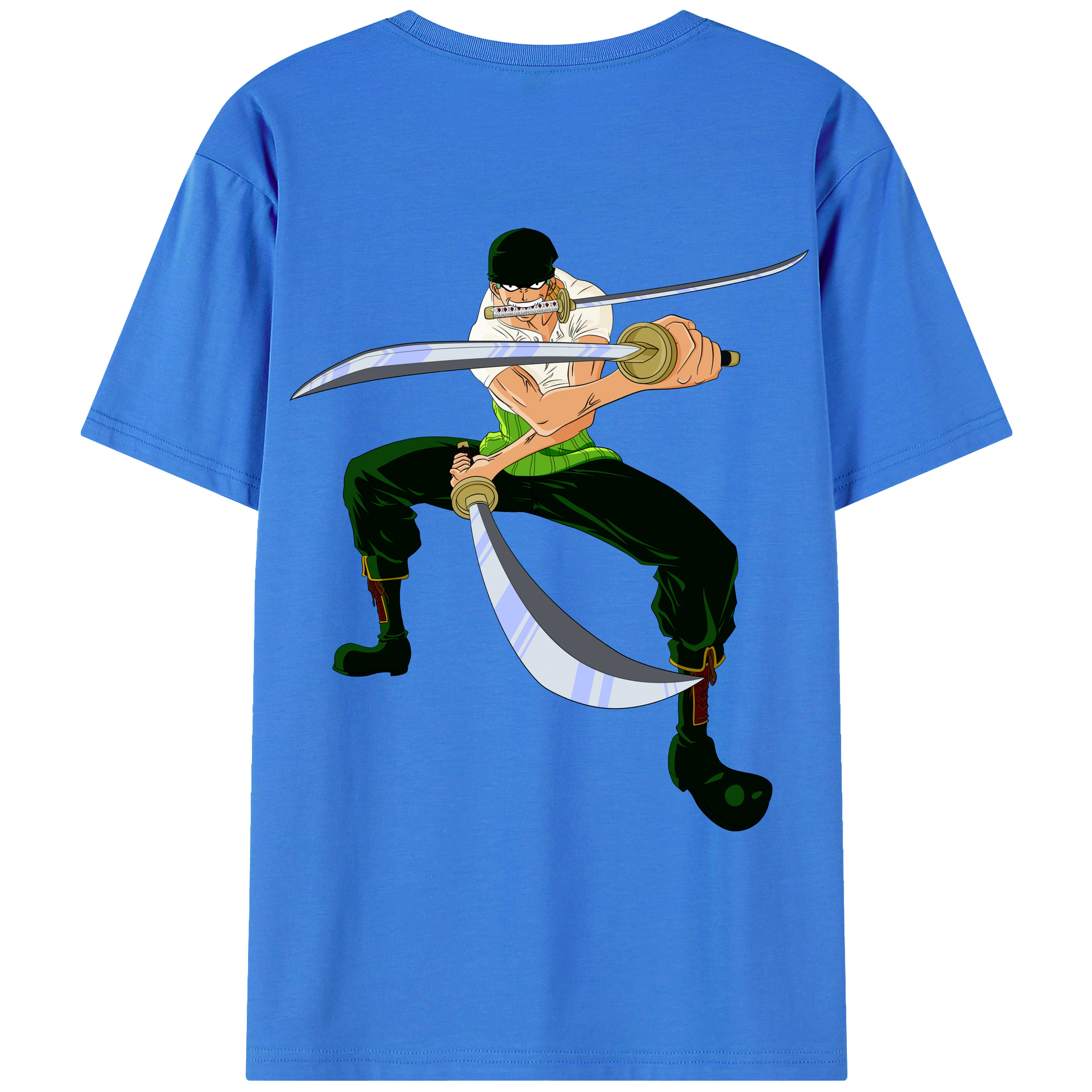 ワンピース ロロノア・ゾロ ONE PIECE Roronoa Zoro 綿100％ メンズ半袖Tシャツ（バックプリント） 通気性