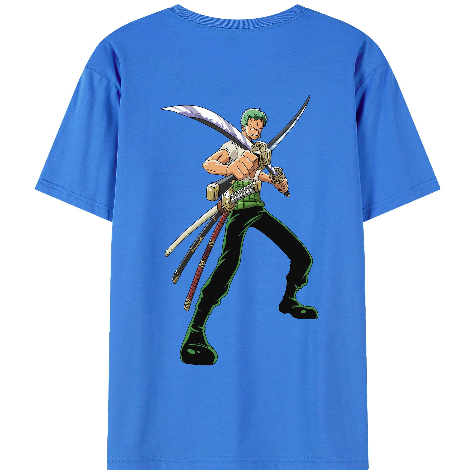 ワンピース ロロノア・ゾロ ONE PIECE Roronoa Zoro 綿100％ メンズ半袖Tシャツ（バックプリント） 通気性