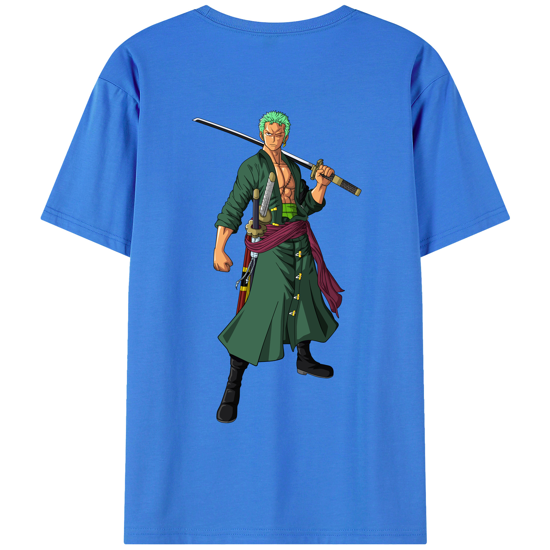 ワンピース ロロノア・ゾロ ONE PIECE Roronoa Zoro 綿100％ メンズ半袖Tシャツ（バックプリント） 通気性