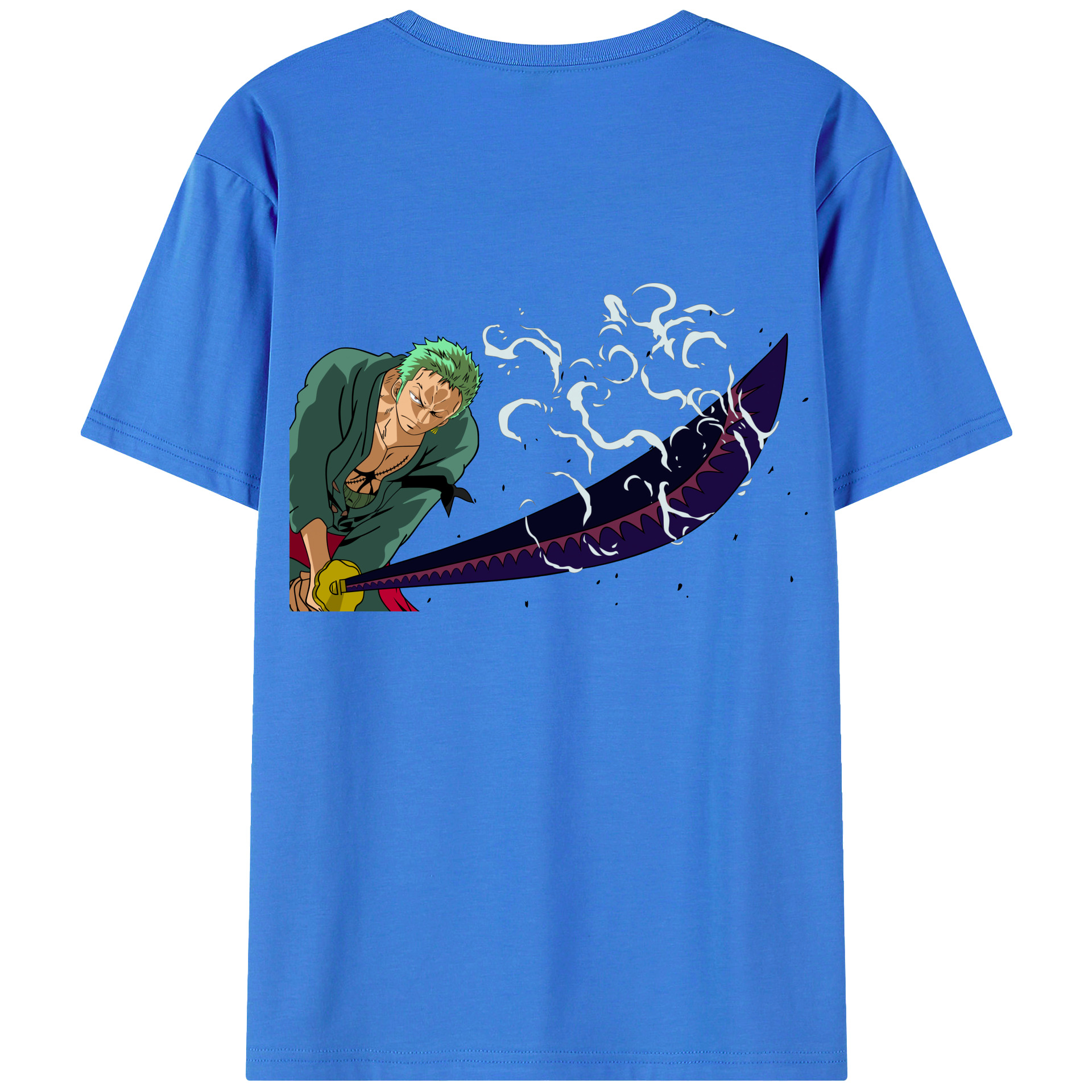 ワンピース ロロノア・ゾロ ONE PIECE Roronoa Zoro 綿100％ メンズ半袖Tシャツ（バックプリント） 通気性