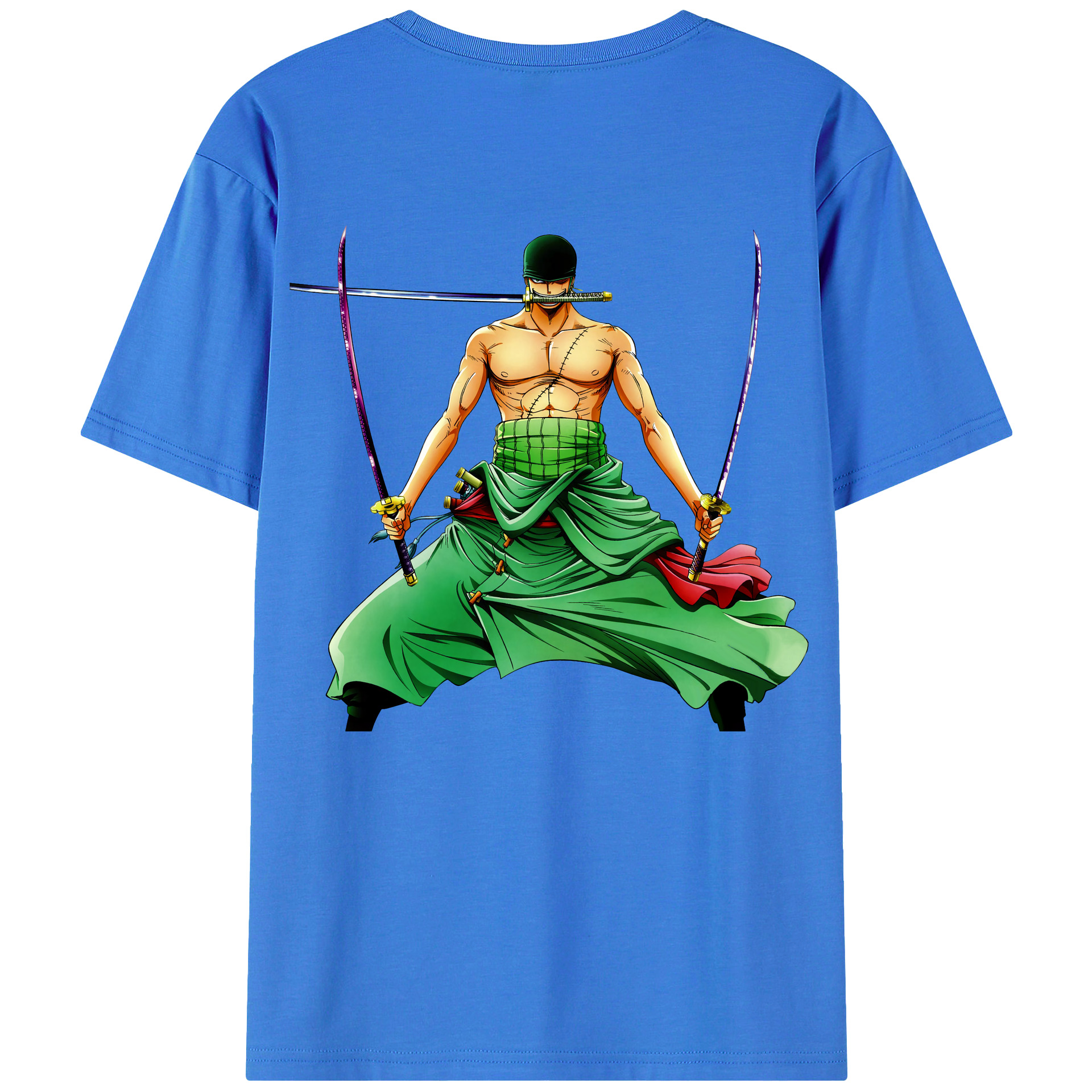 ワンピース ロロノア・ゾロ ONE PIECE Roronoa Zoro 綿100％ メンズ半袖Tシャツ（バックプリント） 通気性