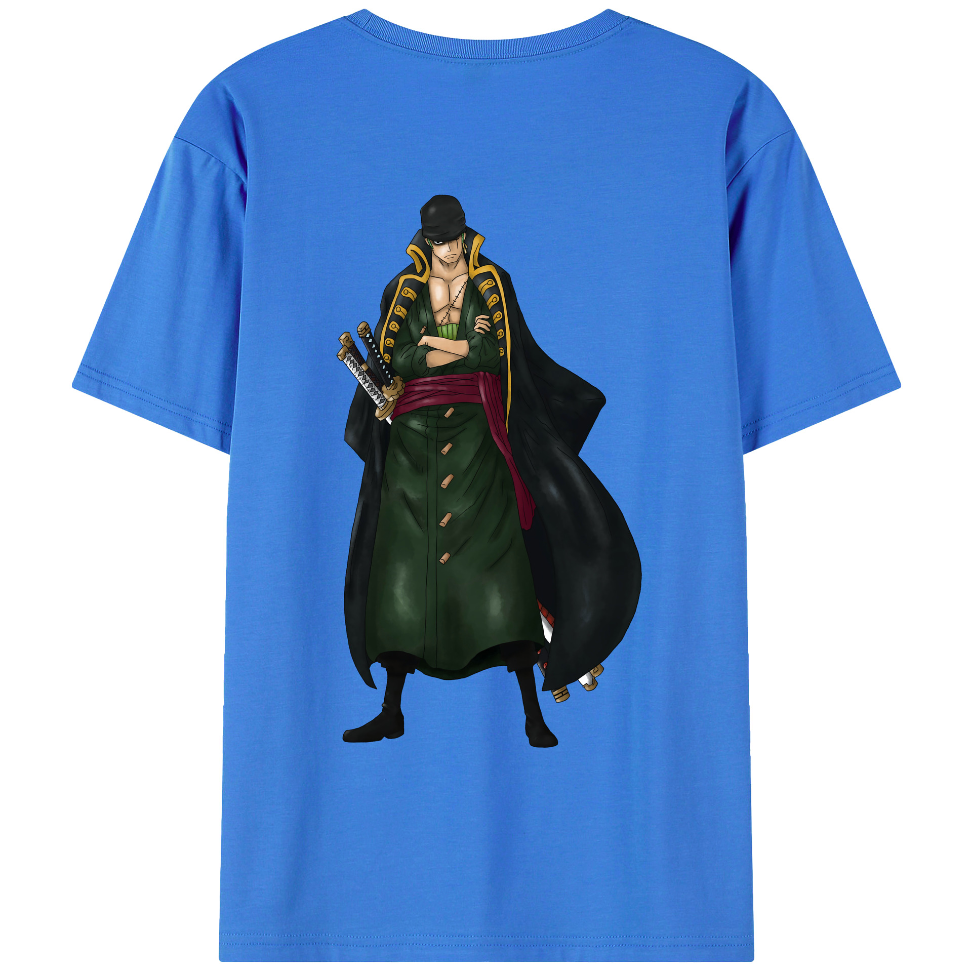 ワンピース ロロノア・ゾロ ONE PIECE Roronoa Zoro 綿100％ メンズ半袖Tシャツ（バックプリント） 通気性